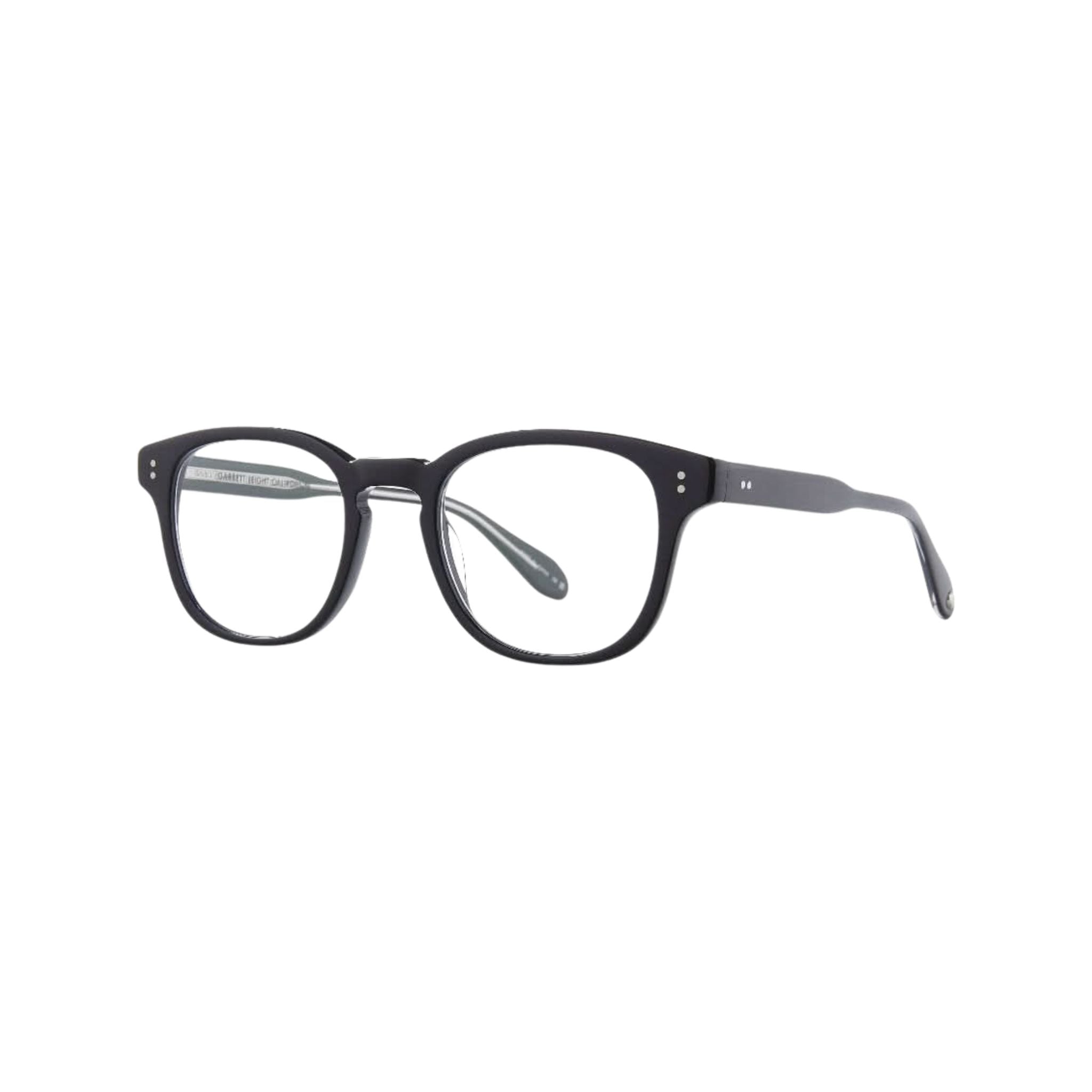 Seitenansicht der Garrett Leight Brille Langley in Schwarz, erhältlich bei Optik Bartholomä München.