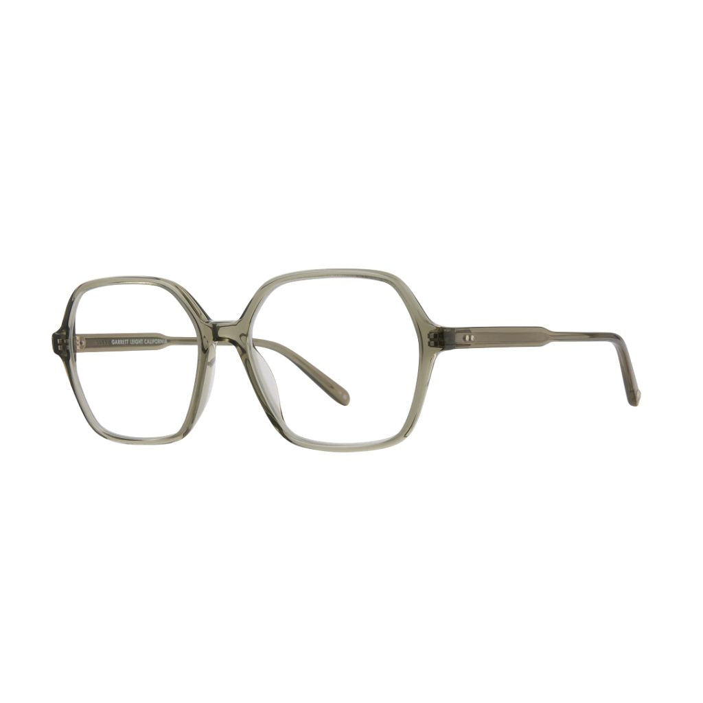 Garrett Leight MARIPOSA Oakmoss Brille Seitenansicht eckige Oversize Fassung grün transparent Unisex Designerbrille München Optiker Optik Bartholomä