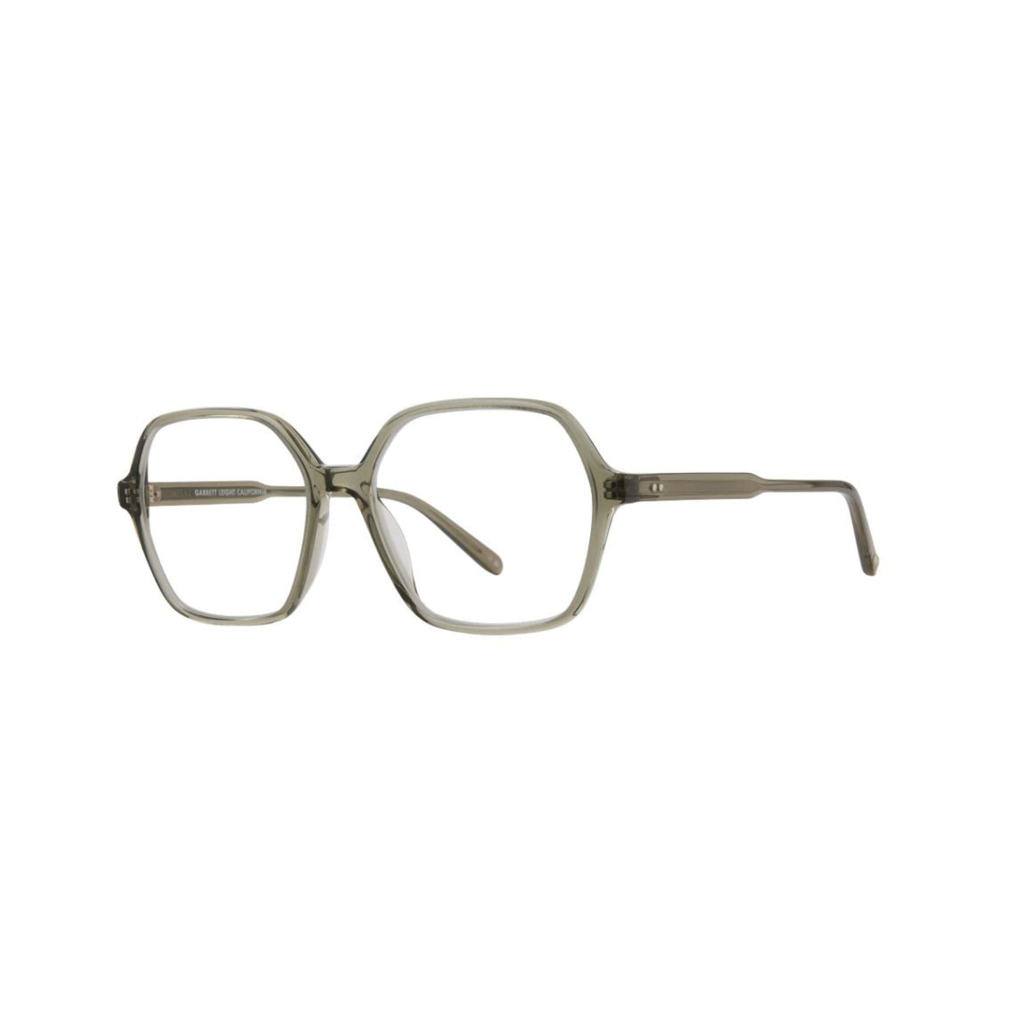 Garrett Leight MARIPOSA Oakmoss Brille Seitenansicht eckige Oversize Fassung grün transparent Unisex Designerbrille München Optiker Optik Bartholomä