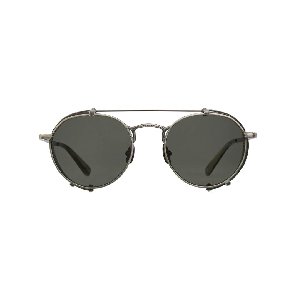 Garrett Leight OCAMPO Sun Gunmetal Sonnenbrille Frontansicht rund Unisex G15 Gläser Seitenschutz Designer München Optiker Optik Bartholomä
