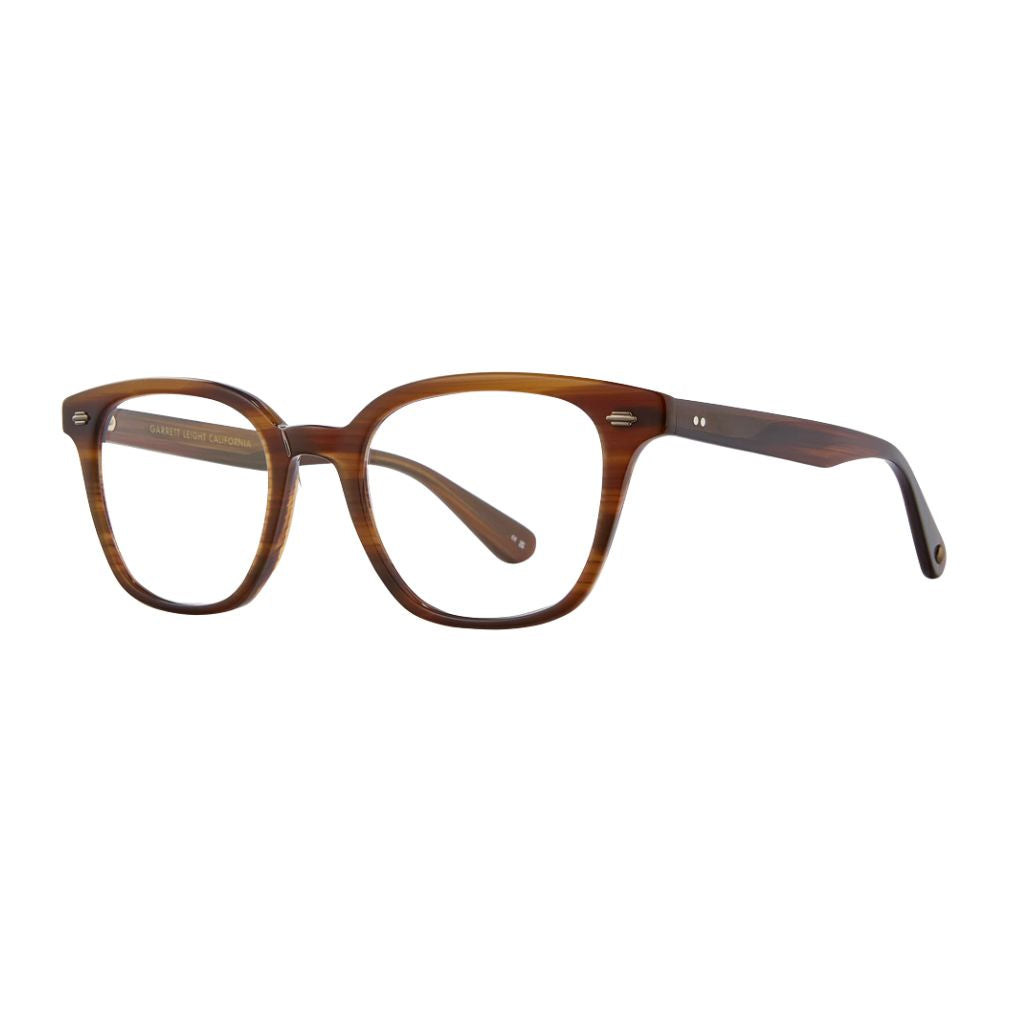 Garrett Leight ZAC Cherry Wood Brille Seitenansicht Acetatfassung braun eckig Business Unisex Designerbrille München Optiker Optik Bartholomä