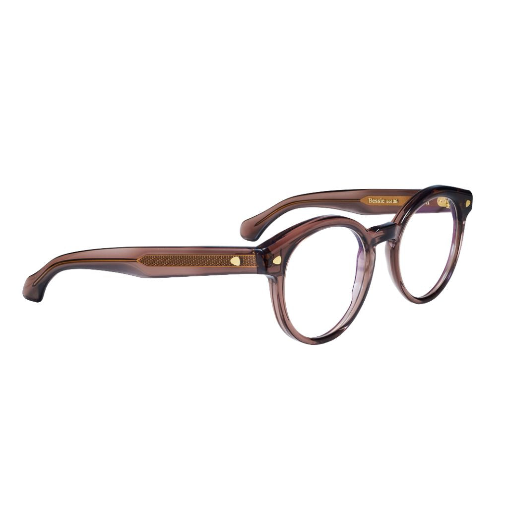 HUG Spectacles BESSIE 26G Brille Seitenansicht Acetat plum rot transparent handgefertigt Deutschland München Optiker Optik Bartholomä