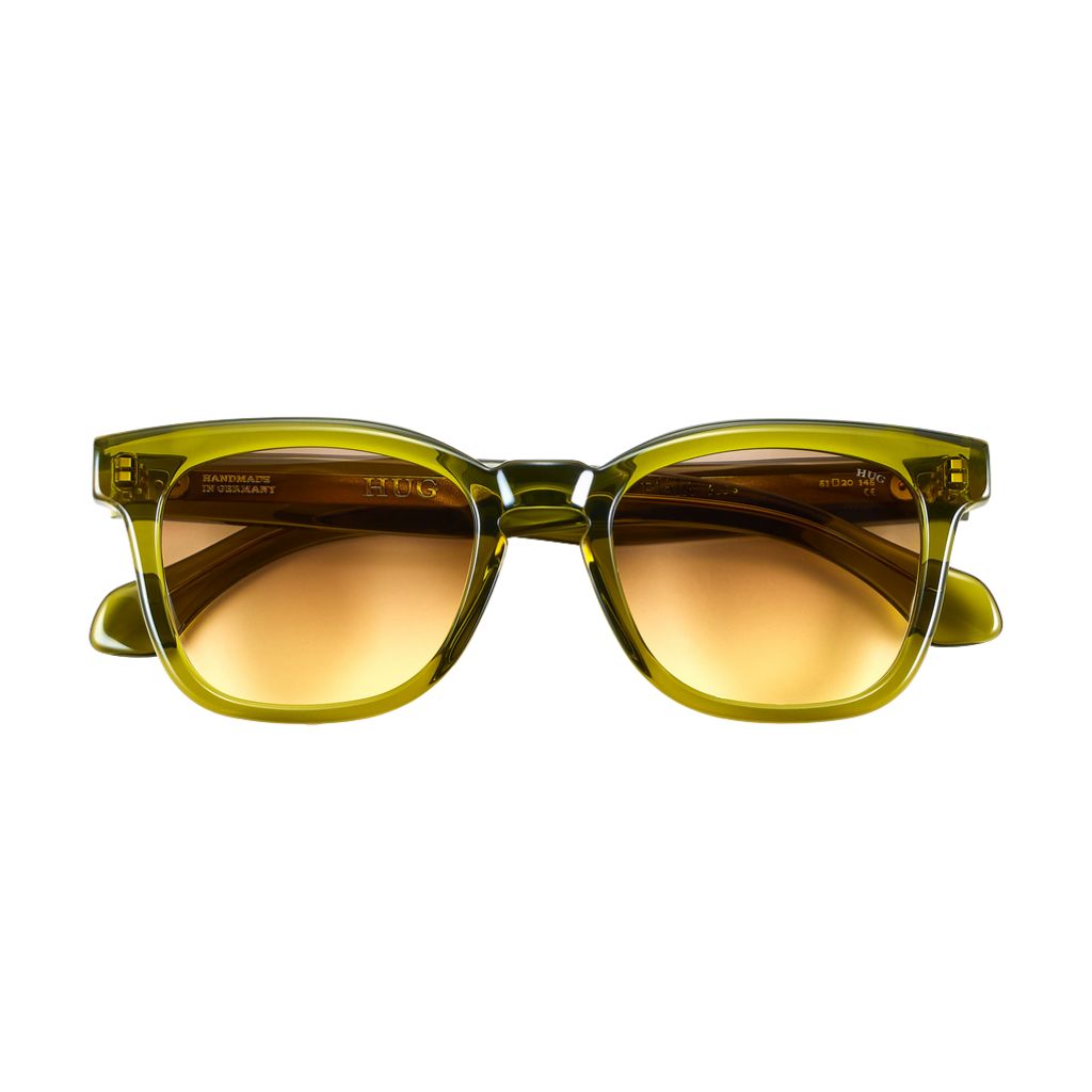 HUG Spectacles BLAKE SUN 32G Sonnenbrille Frontansicht grün transparent Moss braune Verlaufsgläser München Optiker Optik Bartholomä