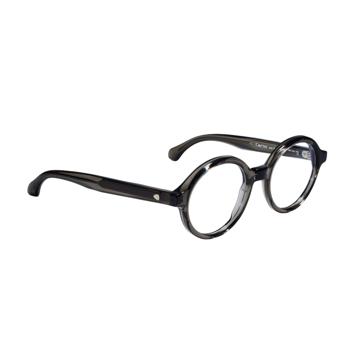 HUG Spectacles CARTER Concrete 31S Brille Seitenansicht rund transparentes Acetat Grau Optik Bartholomä München