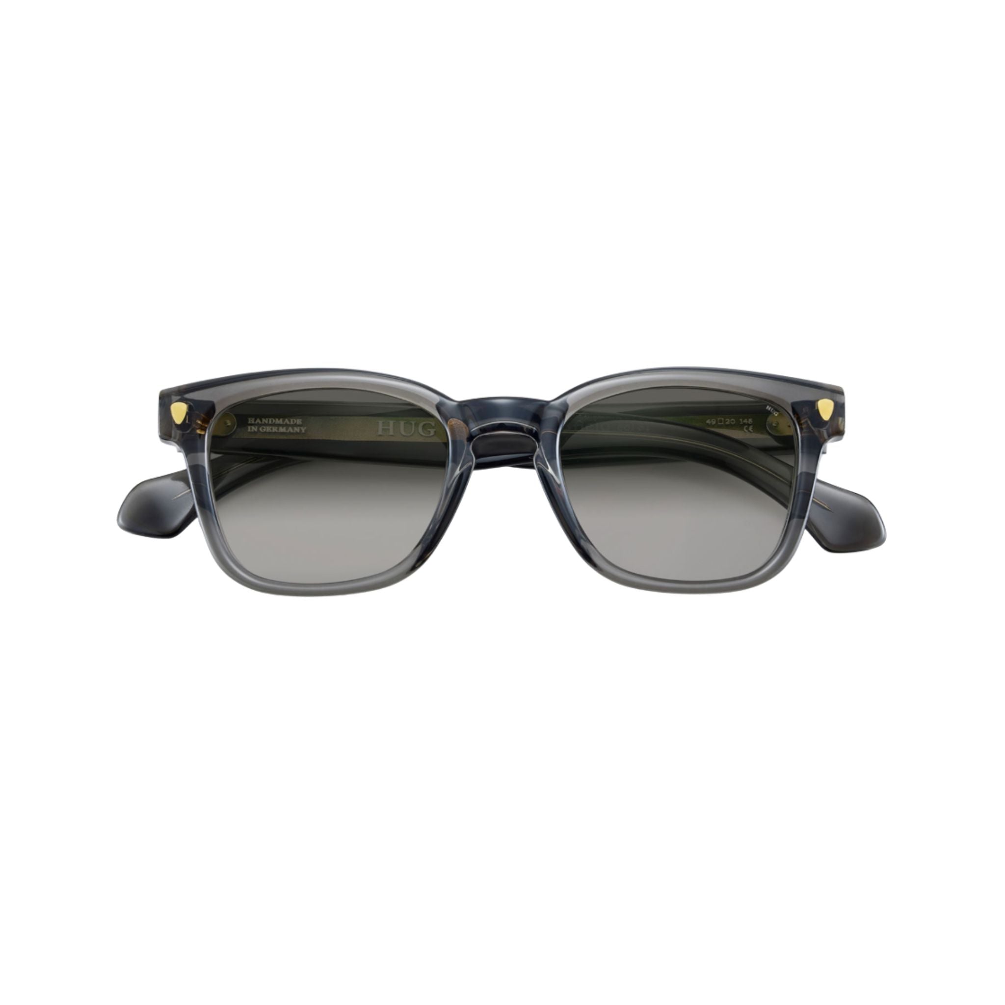 HUG Spectacles MORGANFIELD SUN rechteckige Sonnenbrille transparent Grau Acetat Made in Germany Optik Bartholomä München