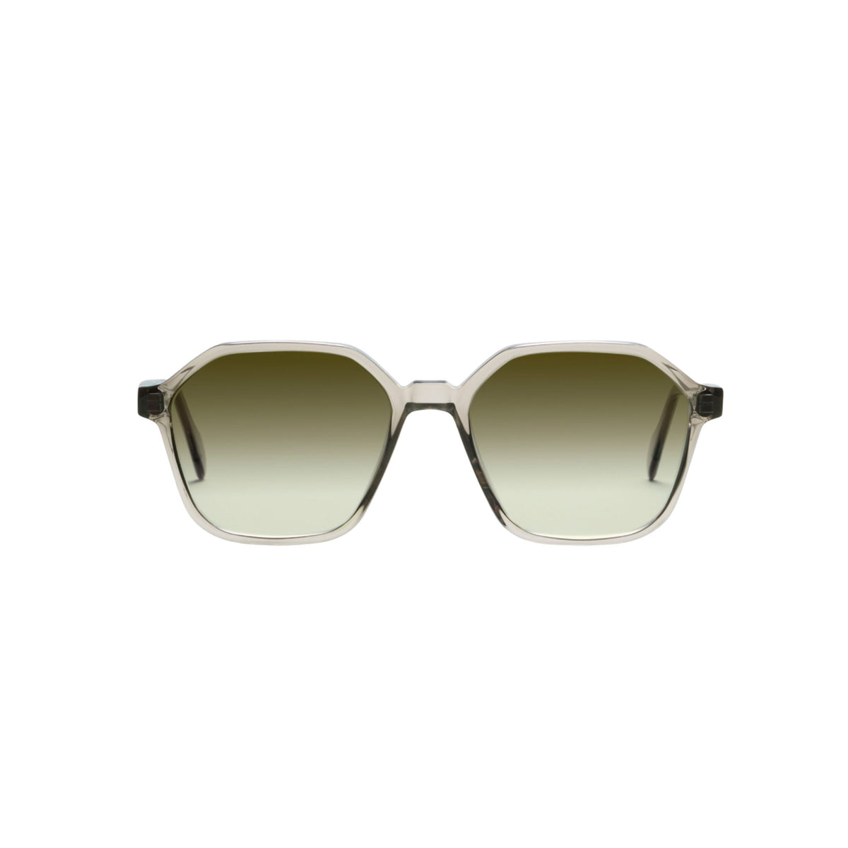HUG Spectacles SIXTO SUN Chardonnay 11S Sonnenbrille Frontansicht rechteckig transparent Oliv Verlaufsglas Optik Bartholomä München