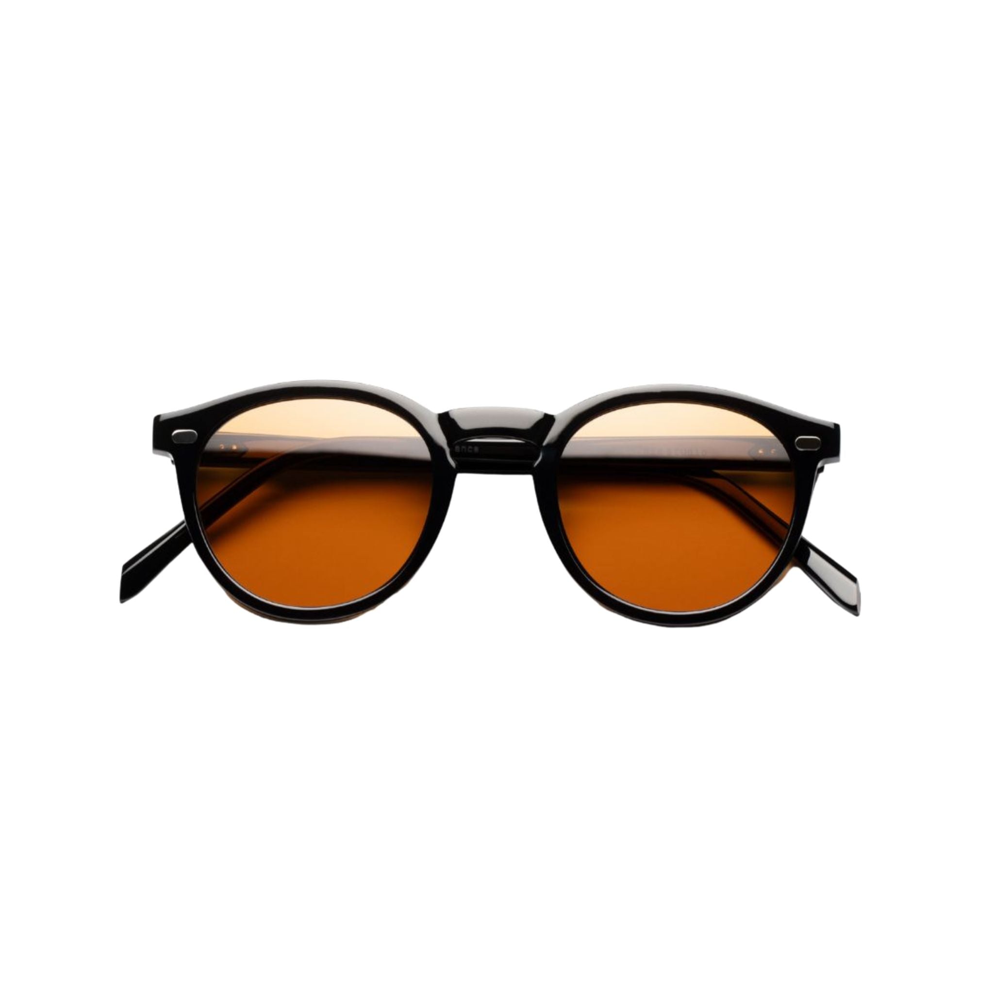 Lazare Studio Azoff Black Amber Delight Brille schwarz rund mit getönten Amber Gläsern Acetat handgefertigt Frankreich München Optiker