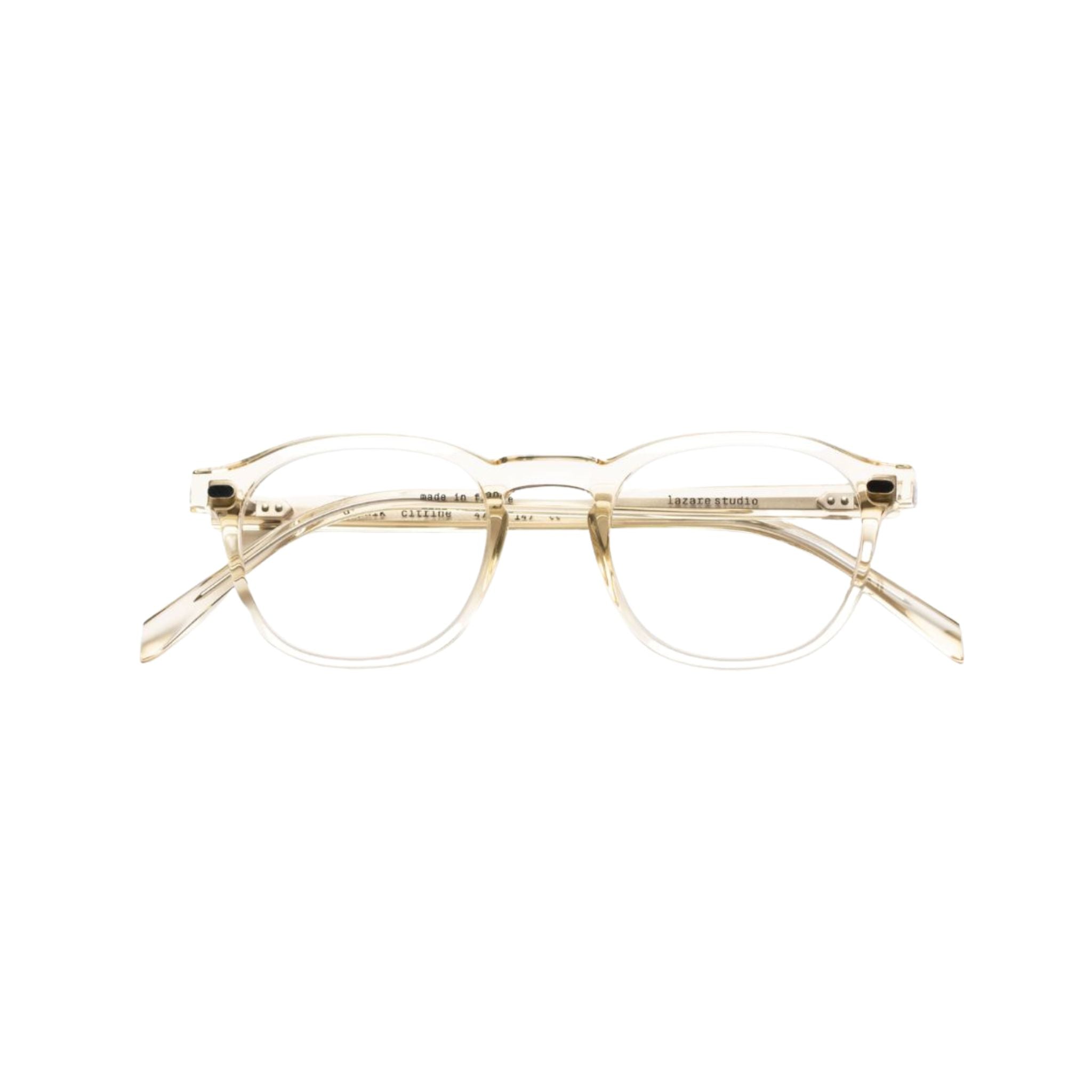 Lazare Studio Gopnik Citrine Clear Panto Brille rund transparent gelb Acetat München Optiker Brillen Schneider