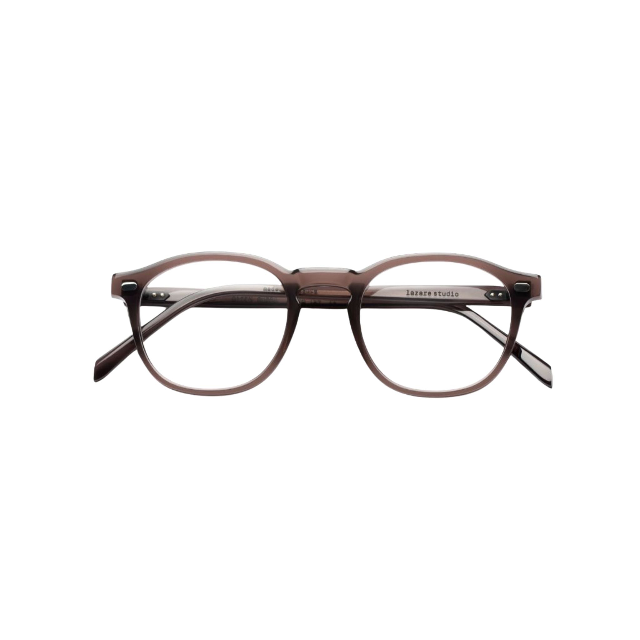 Lazare Studio Gopnik Dirty Dumbo Panto Brille rund transparent grau braun Acetat München Optiker Brillen Schneider