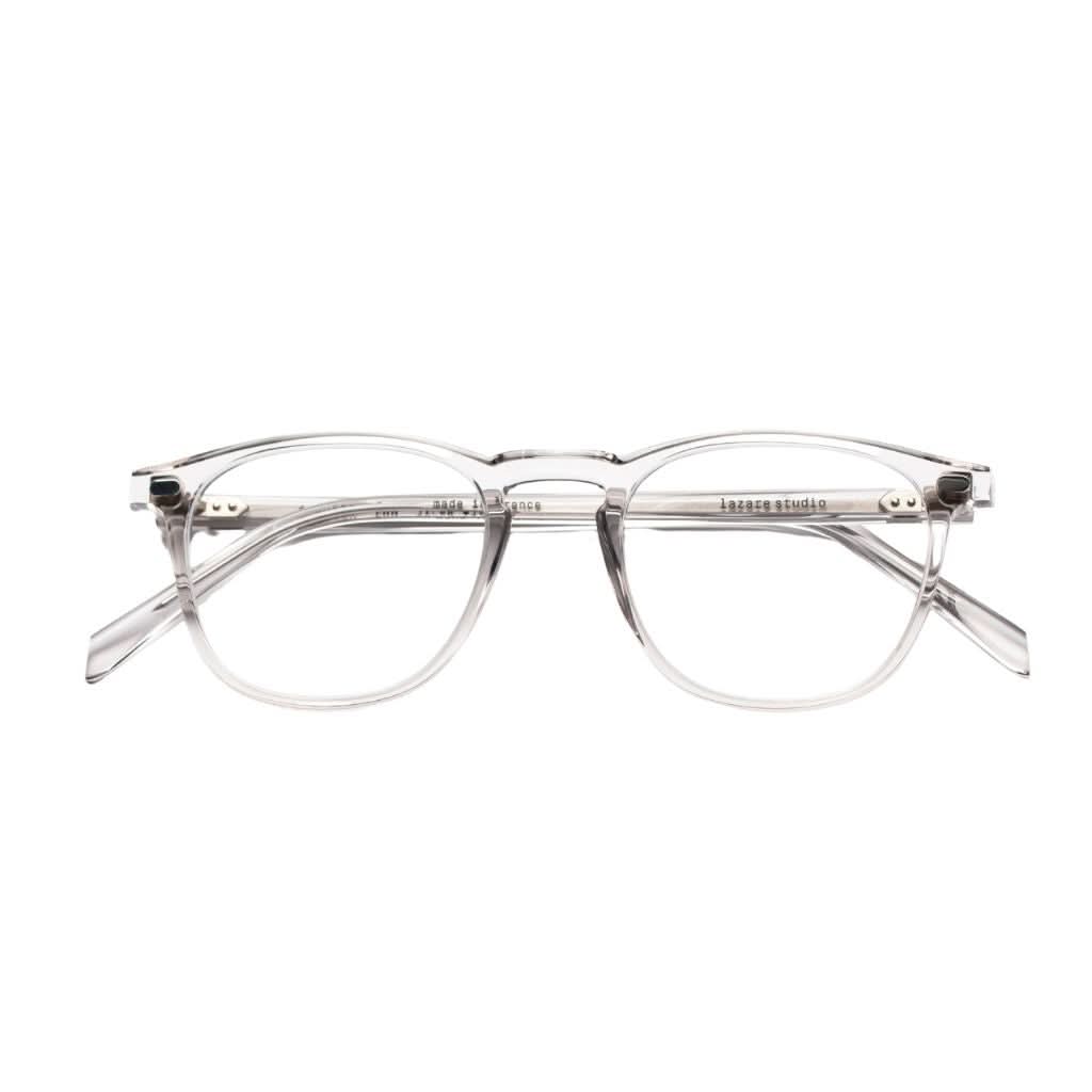 Lazare Studio JOHNSON Fog Brille Frontansicht Panto transparent Grau Acetat München Optiker Brillen Schneider