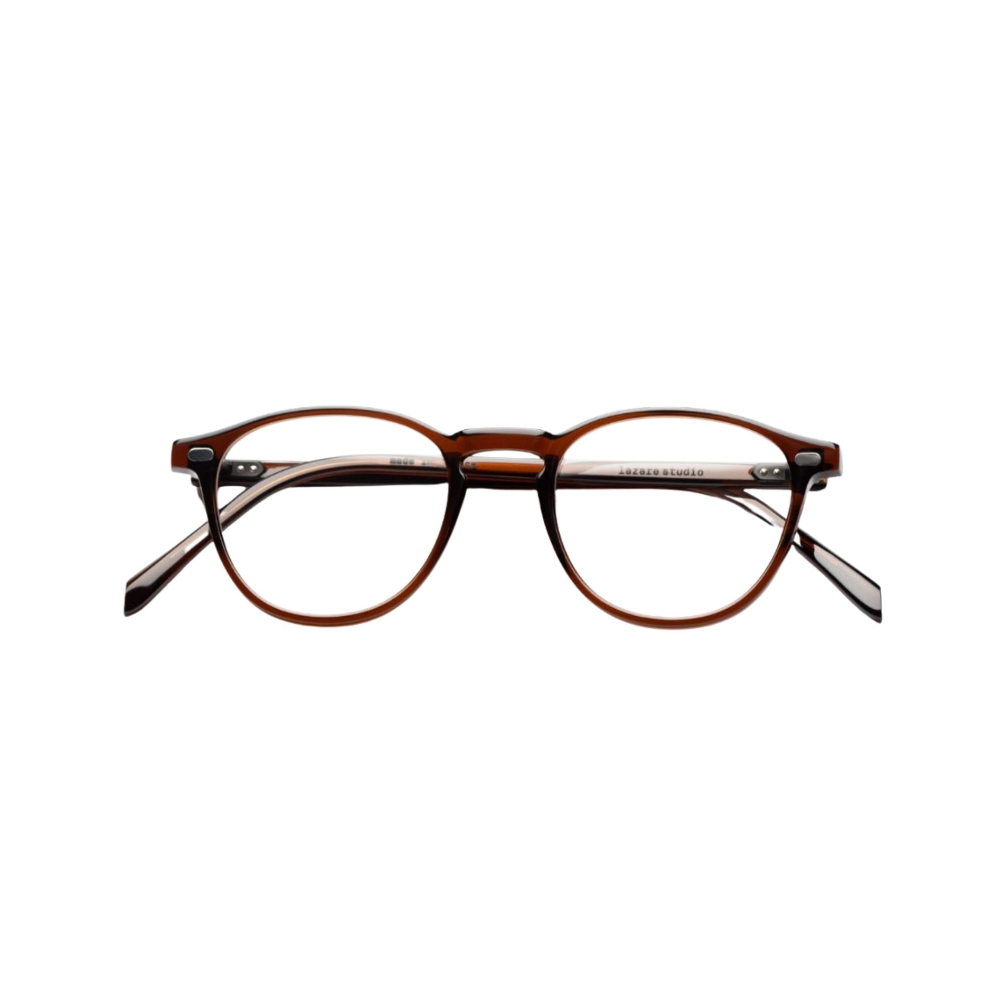 Lazare Studio Raymond Americano Clear Brille rund braun transparent Acetat handgefertigt Frankreich München