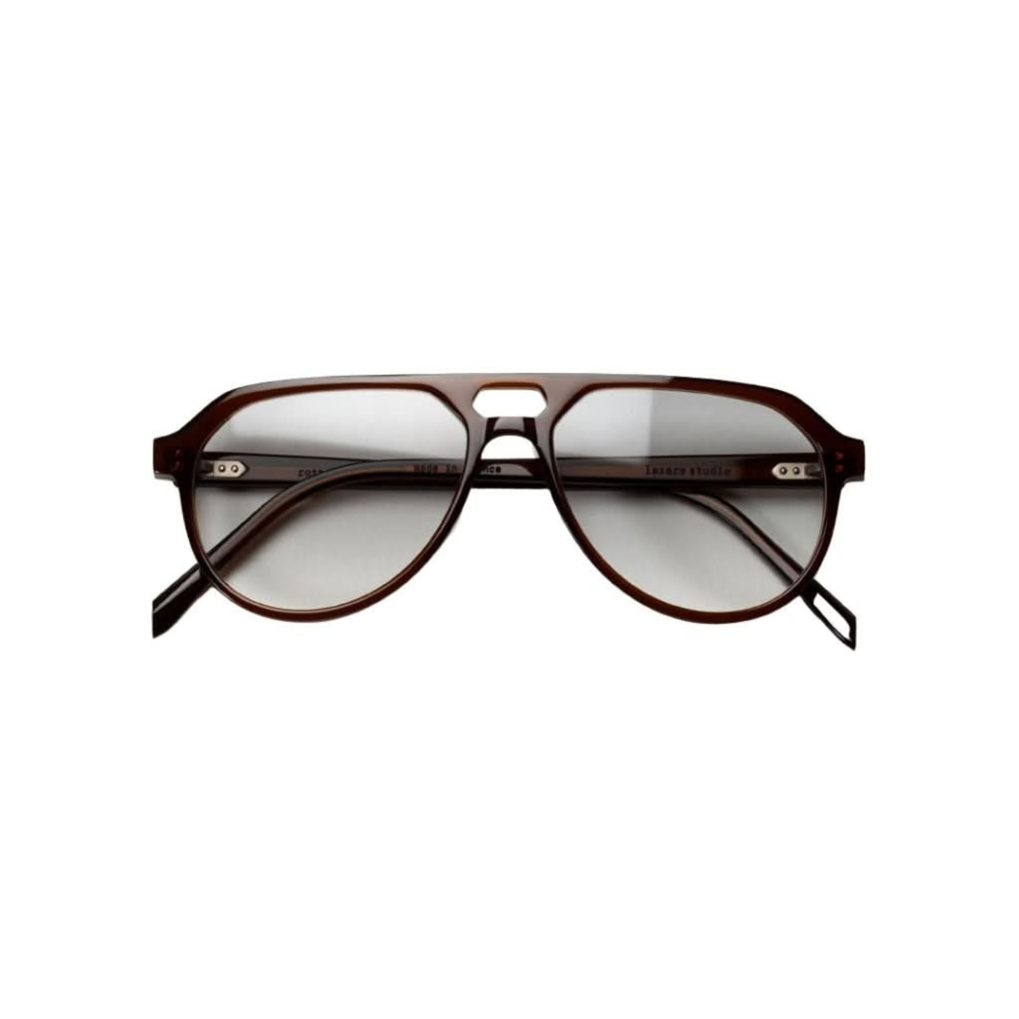 Lazare Studio ROTHSTEIN Doppio Brille Frontansicht Aviator transparent Braun Acetat München Optiker Brillen Schneider