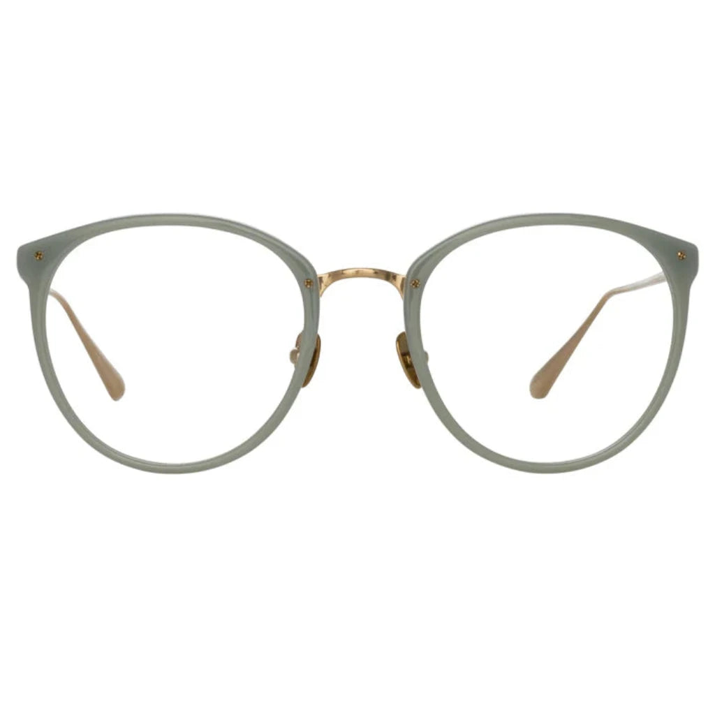 Linda Farrow Calthorpe Brille mit modernem, eleganten Design und hochwertigem Acetat-Rahmen, erhältlich bei Brillen Schneider, Ihrem Augenoptiker in München.