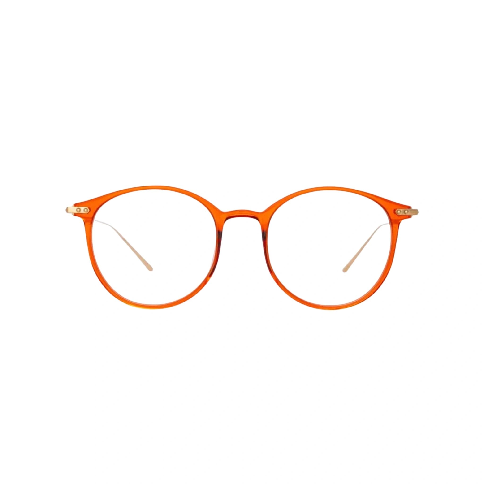 Linda Farrow Gray Amber Light Gold Brille mit eleganten, transparenten Rahmen und goldenen Akzenten, erhältlich bei Brillen Schneider, Ihrem Optiker in München für hochwertige Augenoptik.