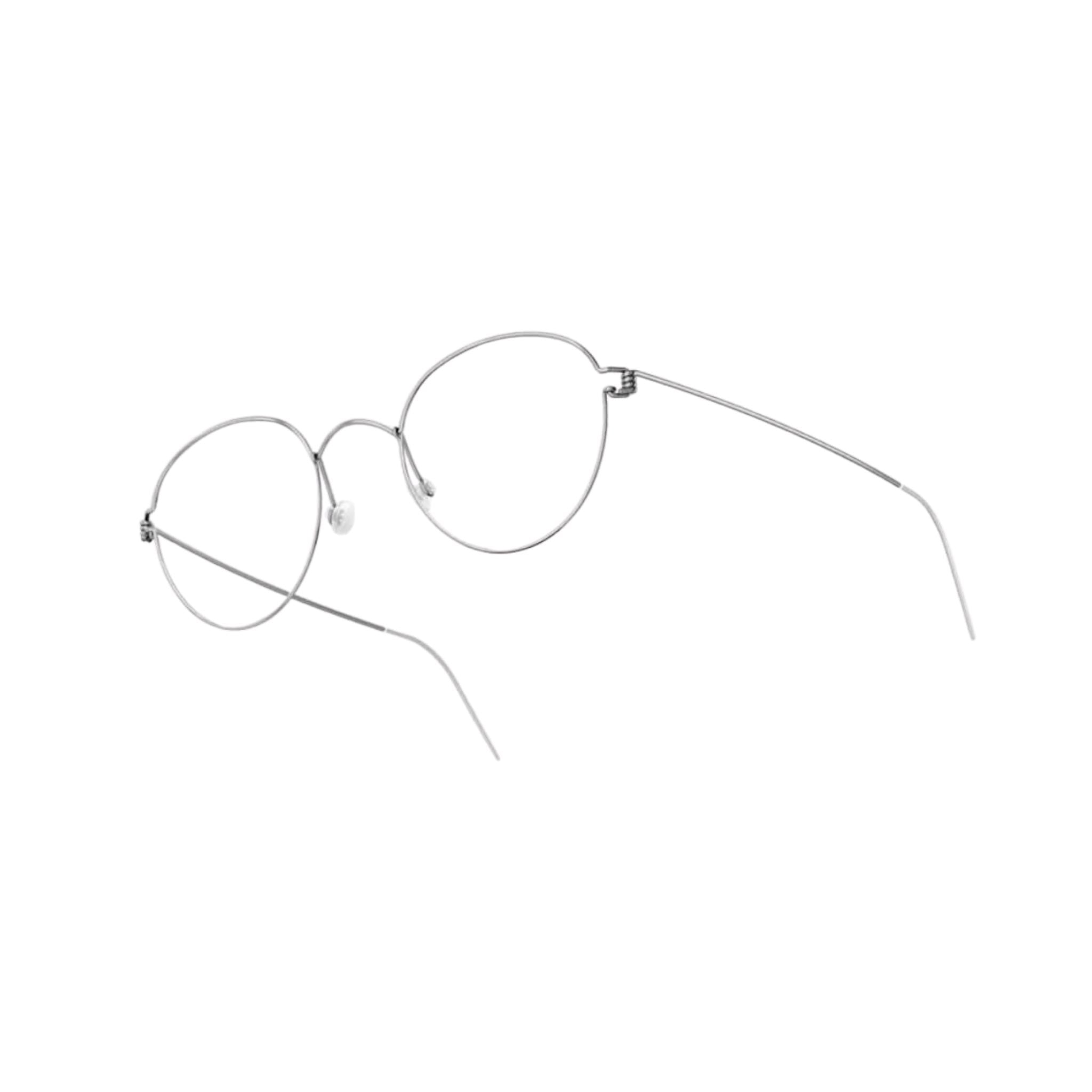 Seitenansicht der Brille BO U16 von Lindberg, zeigt die schlanke, moderne runde Form und die filigrane Titanstruktur. Exklusiv bei Brillen Schneider in München erhältlich.