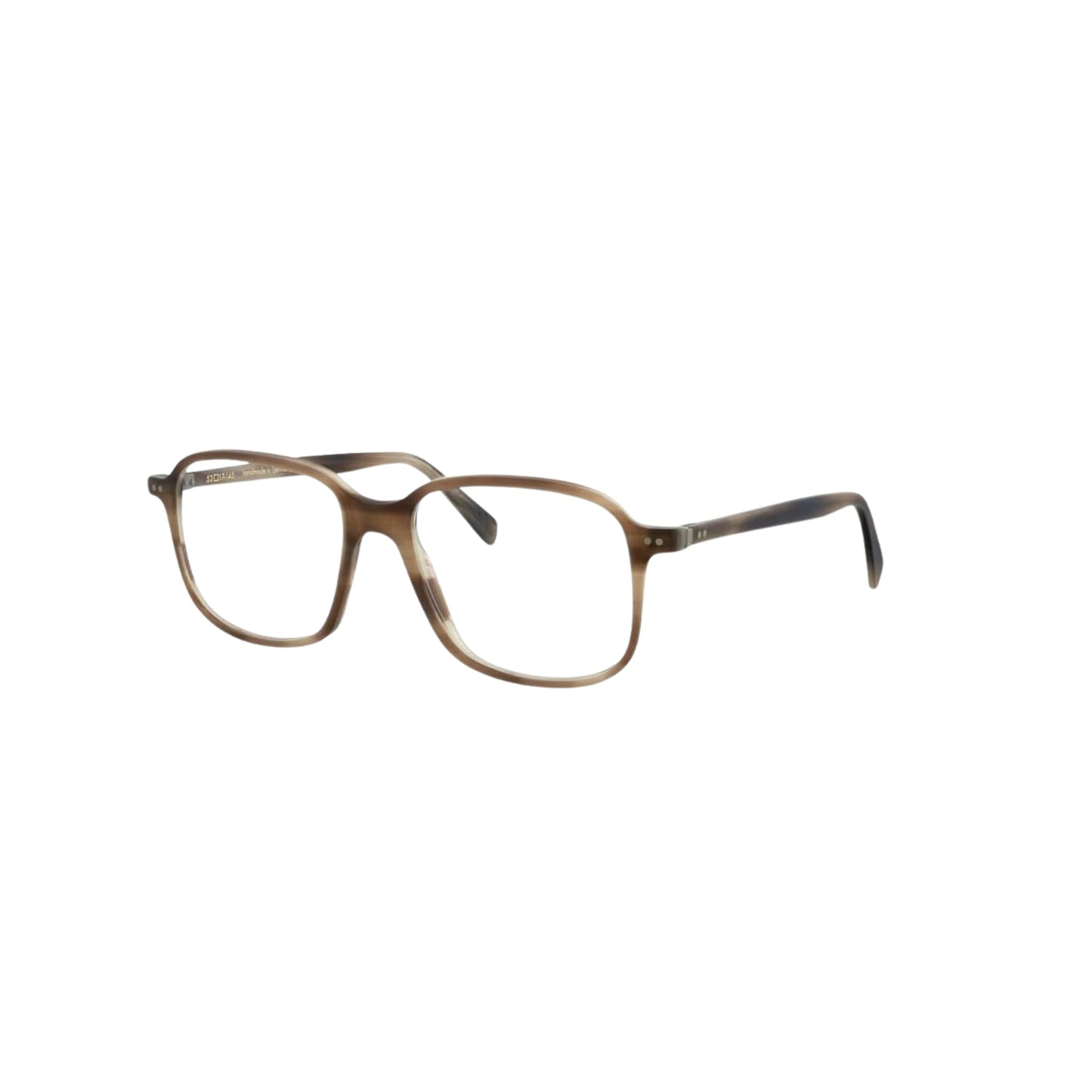 Designerbrille Lunor A11 460 in Erdbraun Meliert Matt – Seitenansicht klassische, matte Acetatbrille handgefertigt bei Brillen Schneider München Maxvorstadt