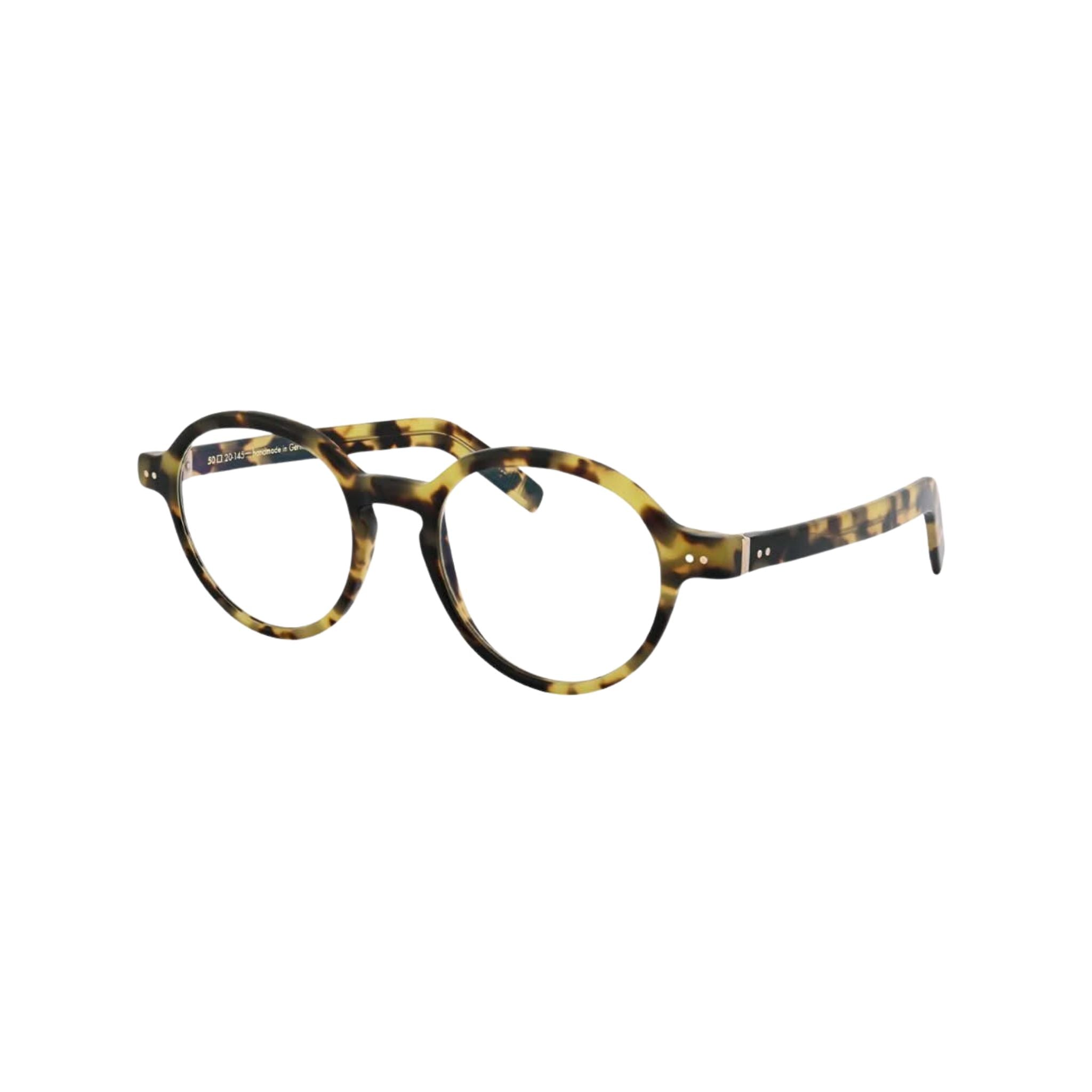 Designerbrille Lunor A14 701 in Tokyo Tortoise Opak – Seitenansicht handgefertigte Acetatbrille mit breiten Steckbügeln bei Brillen Schneider München Maxvorstadt
