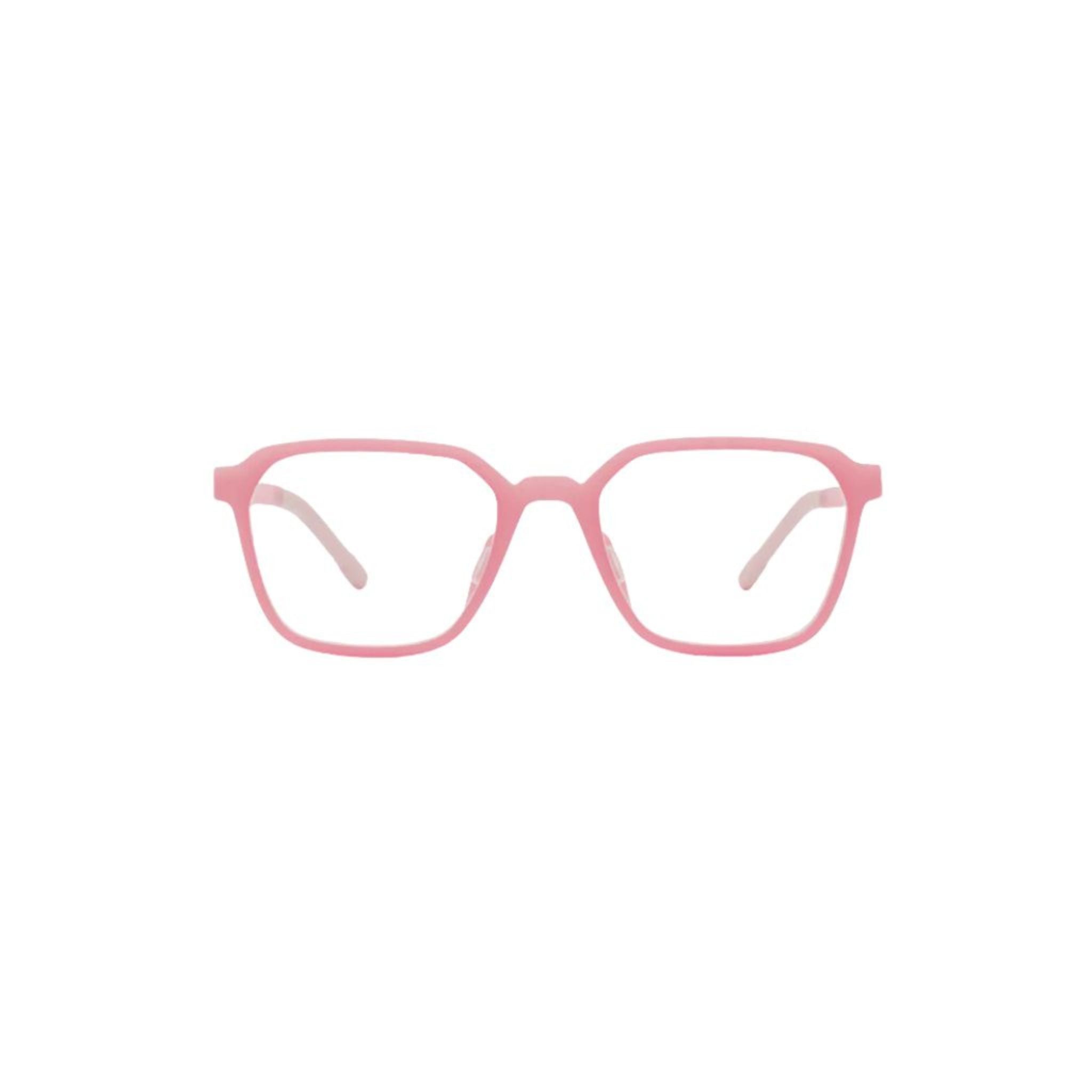 MANTI MANTI CARLO Cotton Candy Kinderbrille Frontansicht mit weich-eckiger Oversize-Form in zartem Rosa bei Brillen Schneider München Optiker für Kinder & Erwachsenene
