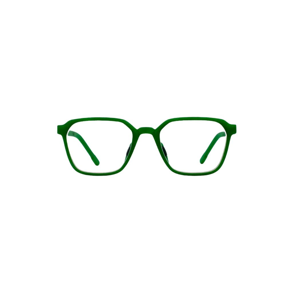 MANTI MANTI CARLO Tambourine Green Kinderbrille – grüne Kinderbrille mit markanter eckiger Oversize-Form von Brillen Schneider München - aus Bio-Kunststoff auf Rizinusölbasis 
