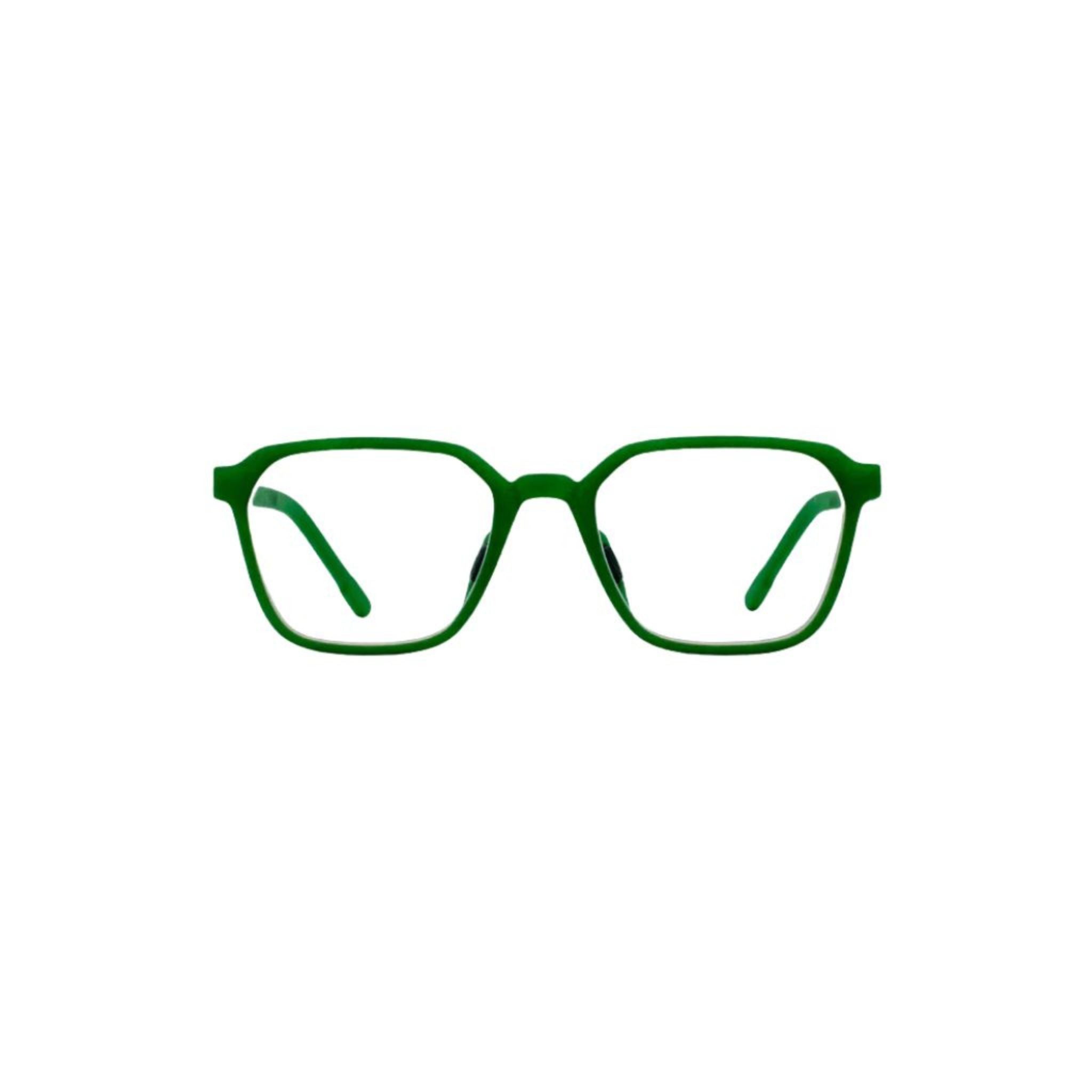 MANTI MANTI CARLO Tambourine Green Kinderbrille – grüne Kinderbrille mit markanter eckiger Oversize-Form von Brillen Schneider München - aus Bio-Kunststoff auf Rizinusölbasis 