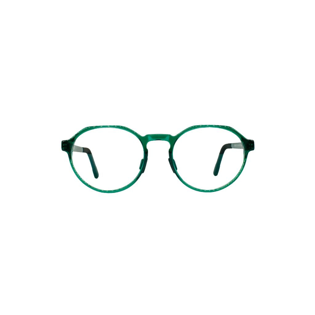 MANTI MANTI FRIDA Emerald Green Kinderbrille Frontansicht mit runder Form und transparenter grüner Fassung - bei Ihrem Optiker für Kinder  Erwachsene Brillen Schneider München seit 1970