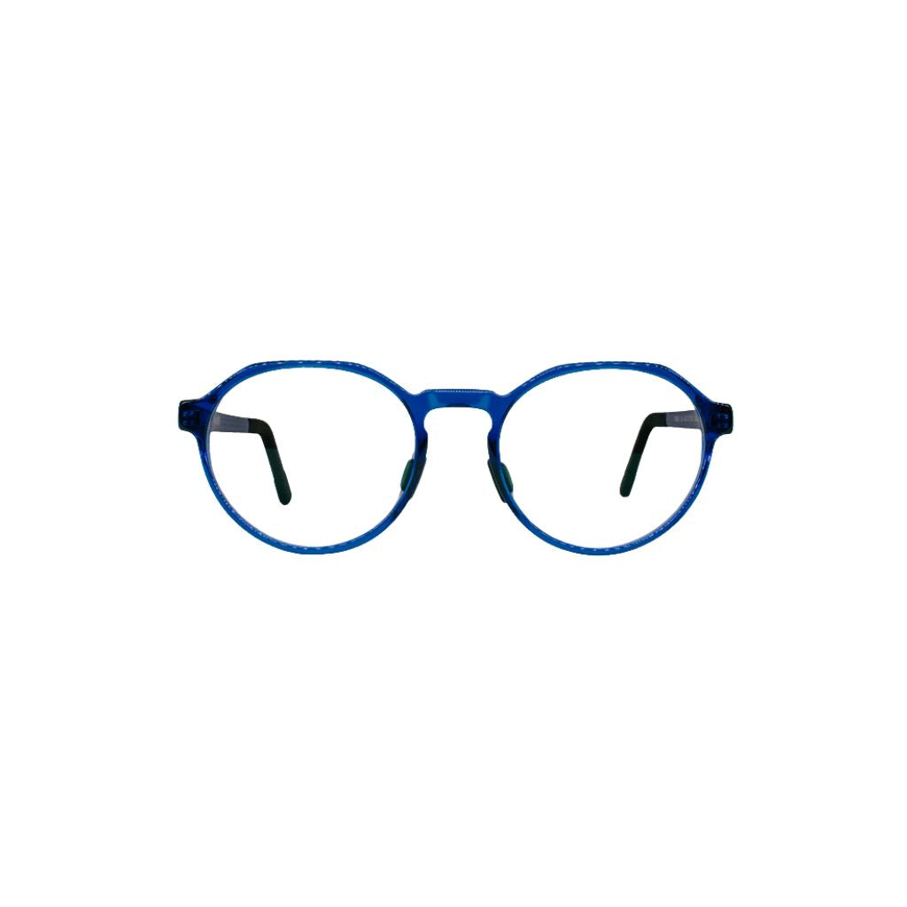 MANTI MANTI FRIDA Laguna Blue Kinderbrille Frontansicht mit runder transparenter blauer Fassung aus Bio-Kunststoff bei Optiker Brillen Schneider München 