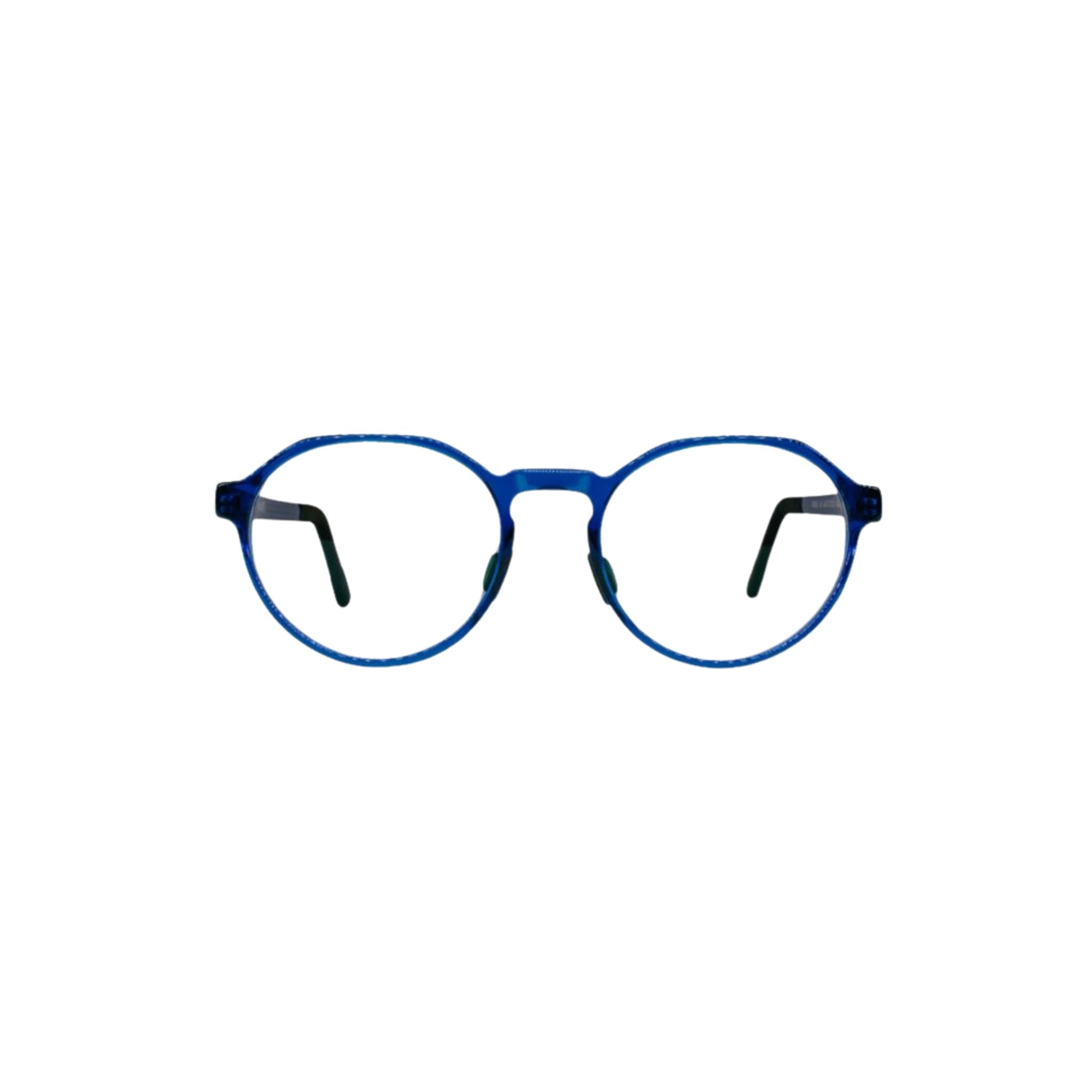 MANTI MANTI FRIDA Laguna Blue Kinderbrille Frontansicht mit runder transparenter blauer Fassung aus Bio-Kunststoff bei Optiker Brillen Schneider München 