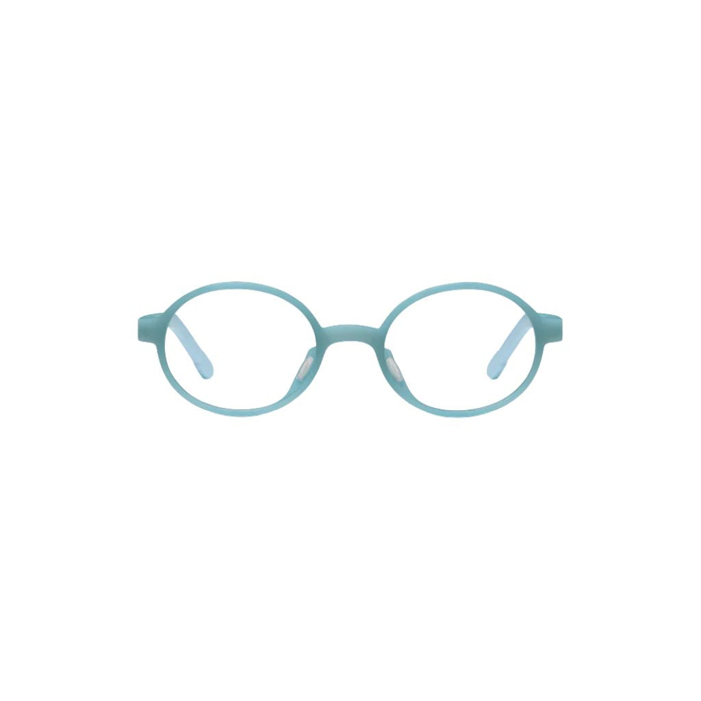 MANTI MANTI THEO Soft Turquoise Kinderbrille Frontansicht mit runder Form in hellem Türkis bei Optiker Brillen Schneider München