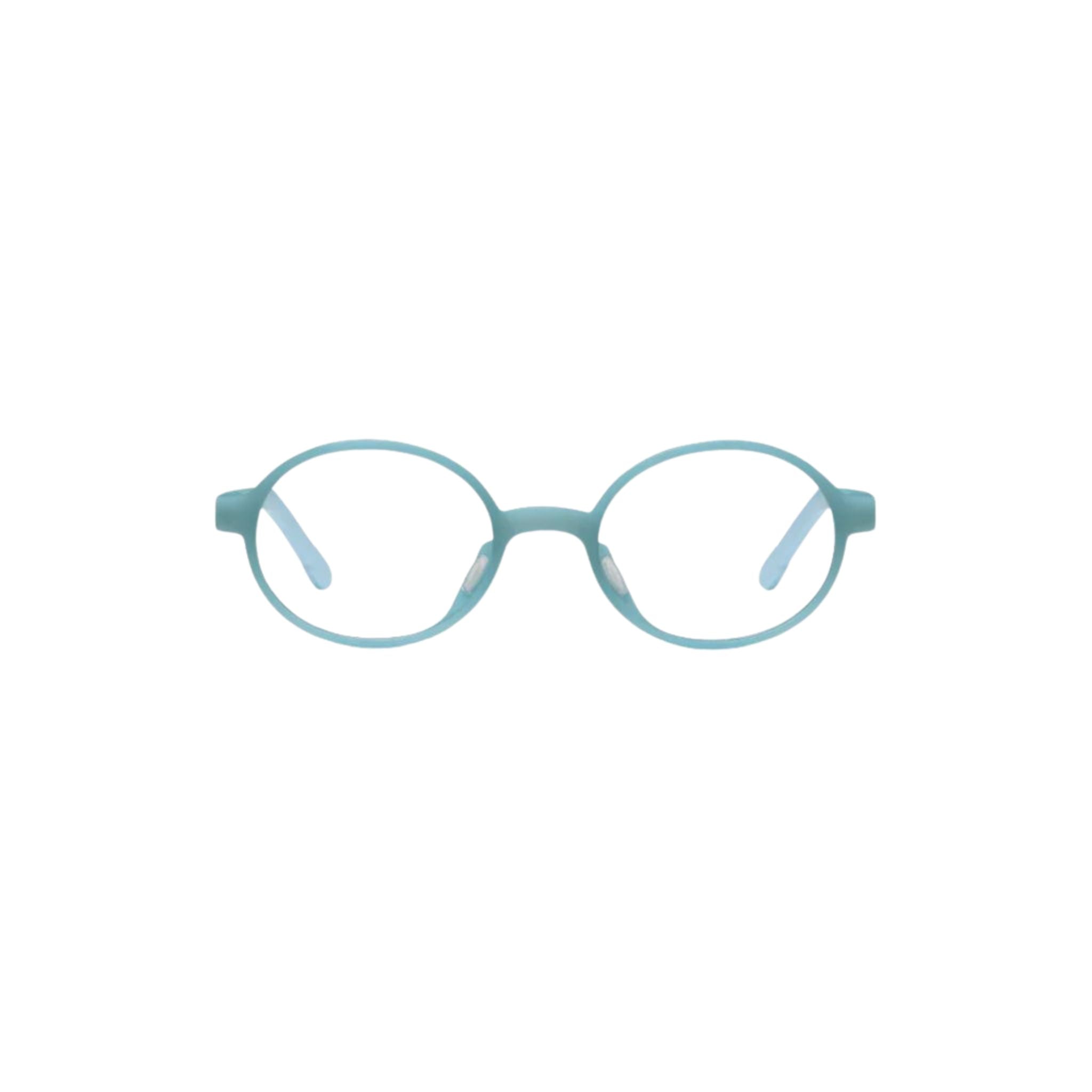 MANTI MANTI THEO Soft Turquoise Kinderbrille Frontansicht mit runder Form in hellem Türkis bei Optiker Brillen Schneider München