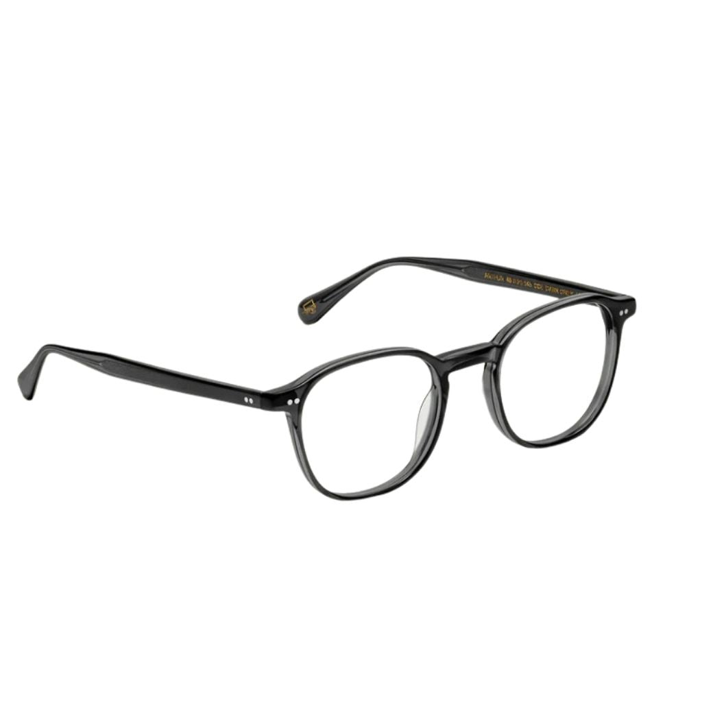 Seitenansicht der Moscot Arthur Dark Grey – elegante Acetatbrille mit ruhiger Linienführung bei Optik Bartholomä München