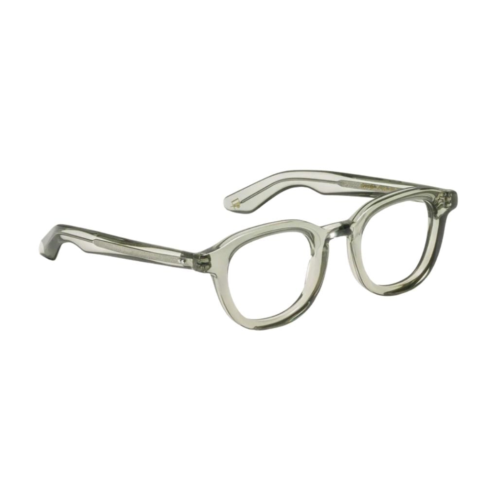 Seitenansicht der Moscot Dahven Sage – elegante Acetatbrille mit moderner Pantoform bei Optik Bartholomä München