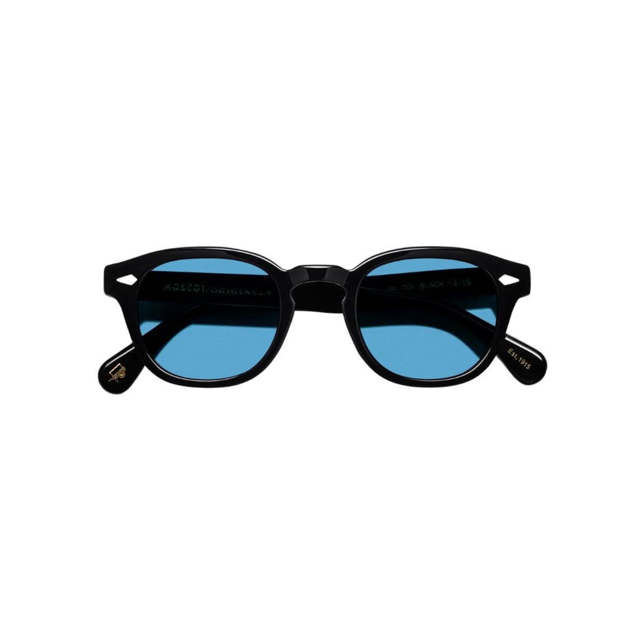 Frontansicht der Moscot Lemtosh Tints Sun in Celebrity Blue – ikonische Designer-Sonnenbrille mit blauem Farbverlauf bei Optik Bartholomä München