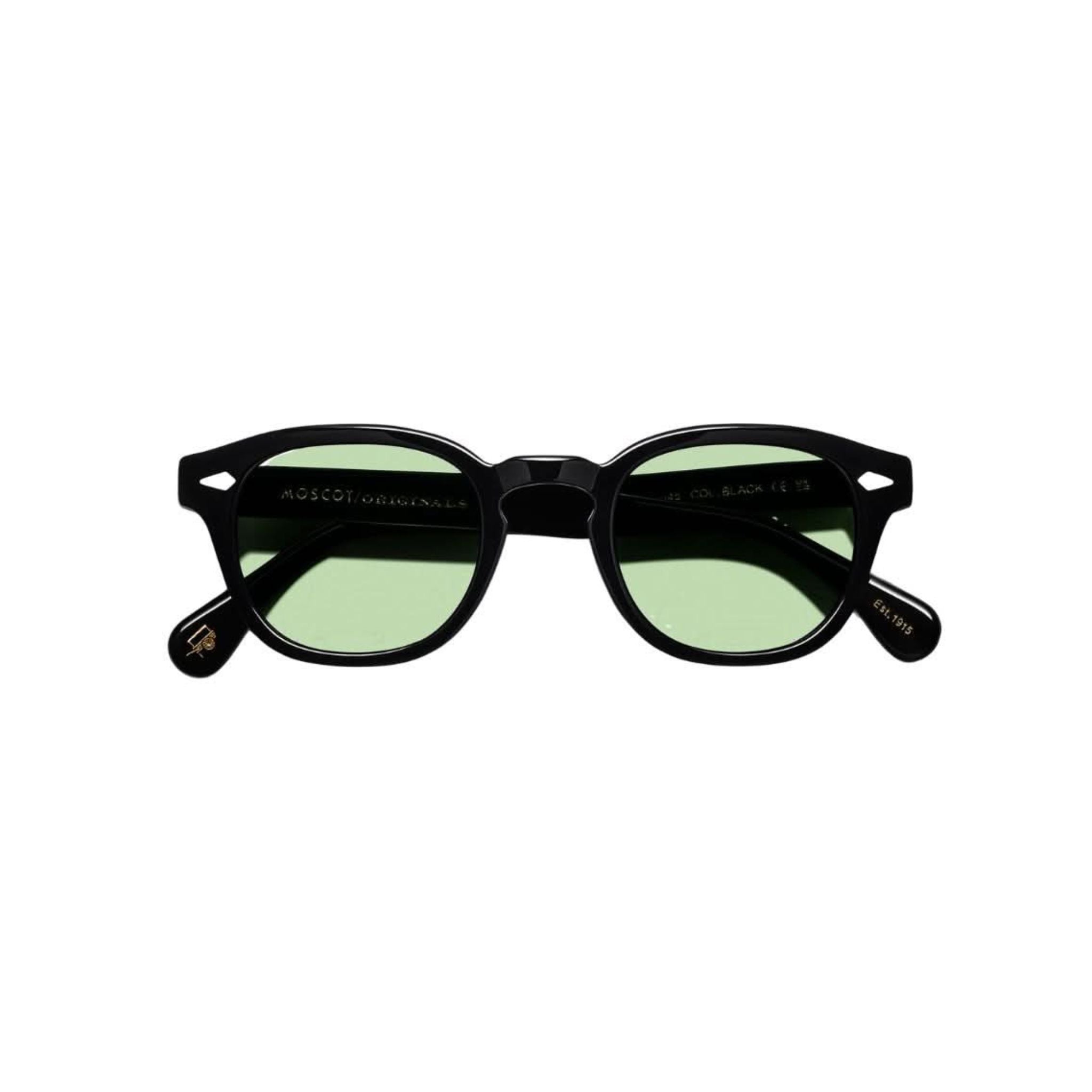 Frontansicht der Moscot Lemtosh Tints Sun in Limelight – ikonische Designer-Sonnenbrille mit auffälliger Farb­tönung bei Optik Bartholomä München