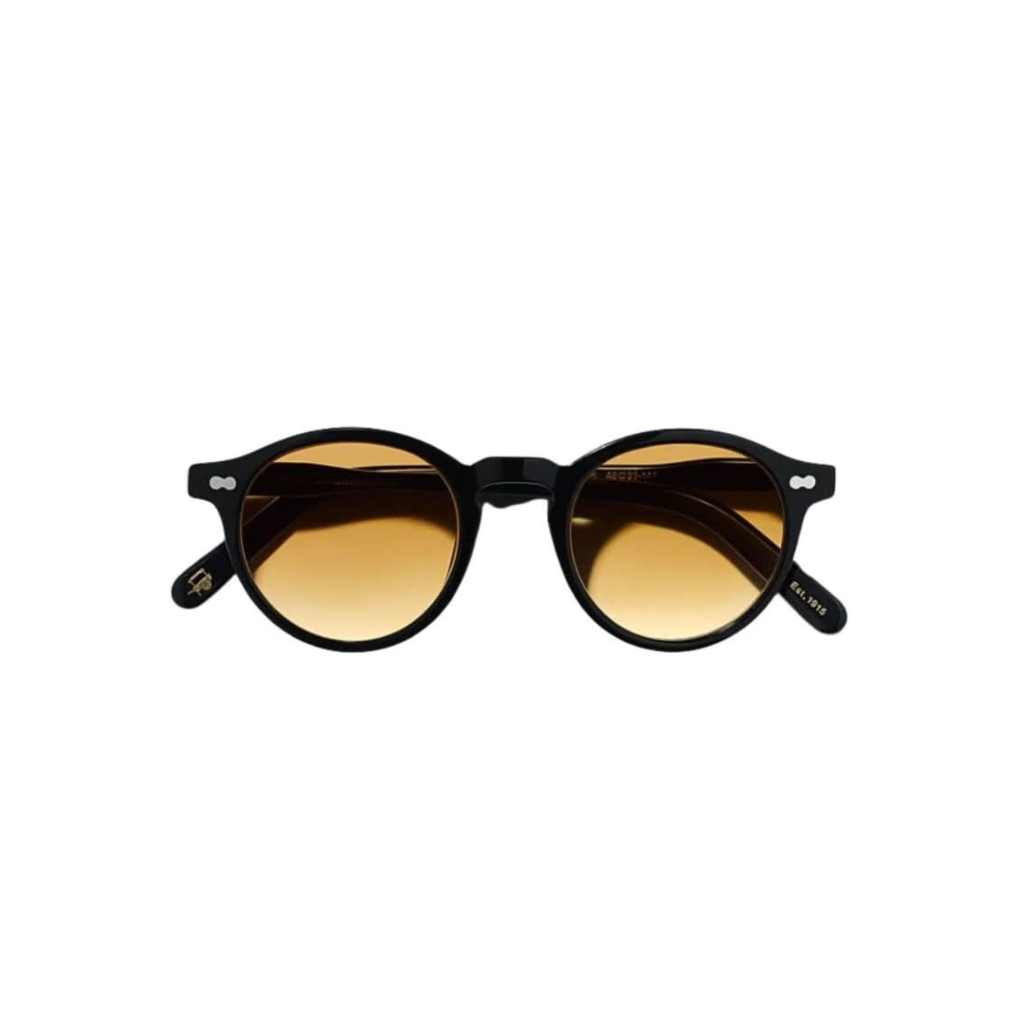 Sonnenbrille Moscot Miltzen Tints Chestnut Fade – Frontansicht ikonische runde Fassung mit Farbverlauf bei Optik Bartholomä München