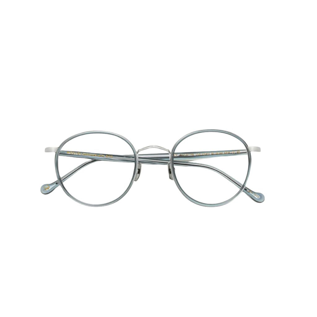 Designerbrille Moscot Zev Light Blue – Frontansicht markante Fassung mit Windsor Ring im New-York-Stil bei Optik Bartholomä München