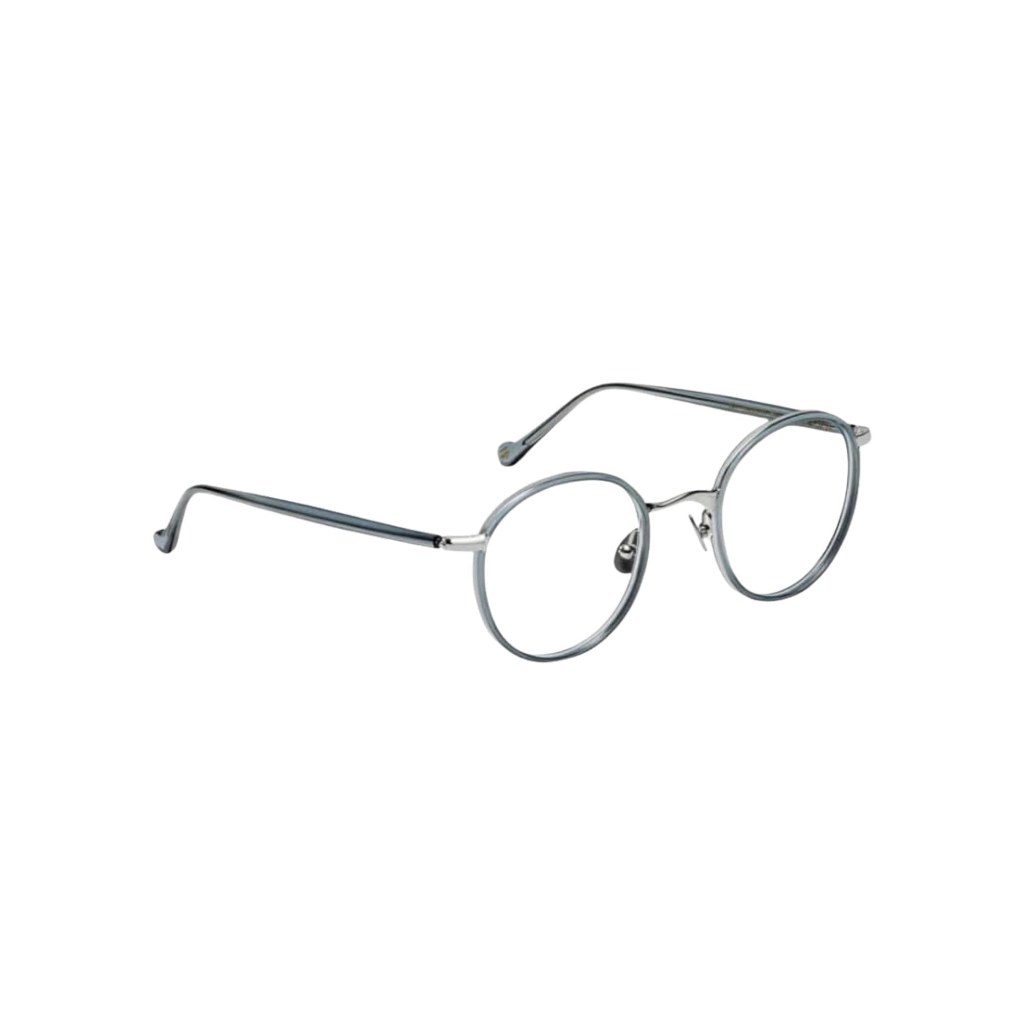 Designerbrille Moscot Zev in Light Blue – Seitenansicht hochwertige Acetatfassung mit ikonischem Moscot-Design bei Optik Bartholomä München