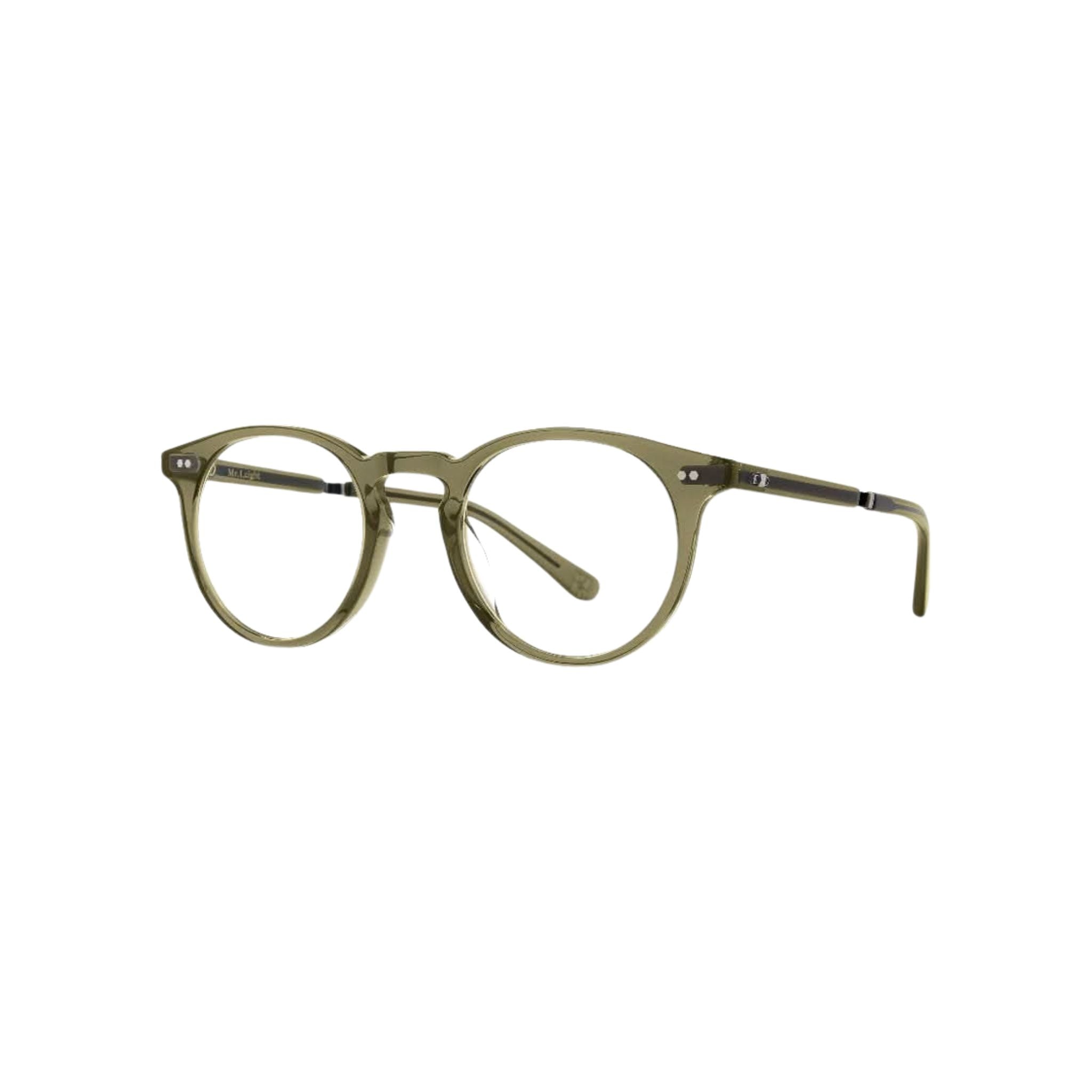 Seitenansicht der Mr. Leight Brille Luckman C Limu-Pewter aus Acetat mit einem verzierten Bügel und modernes Design für anspruchsvolle Brillenträger bei Brillen Schneider in München