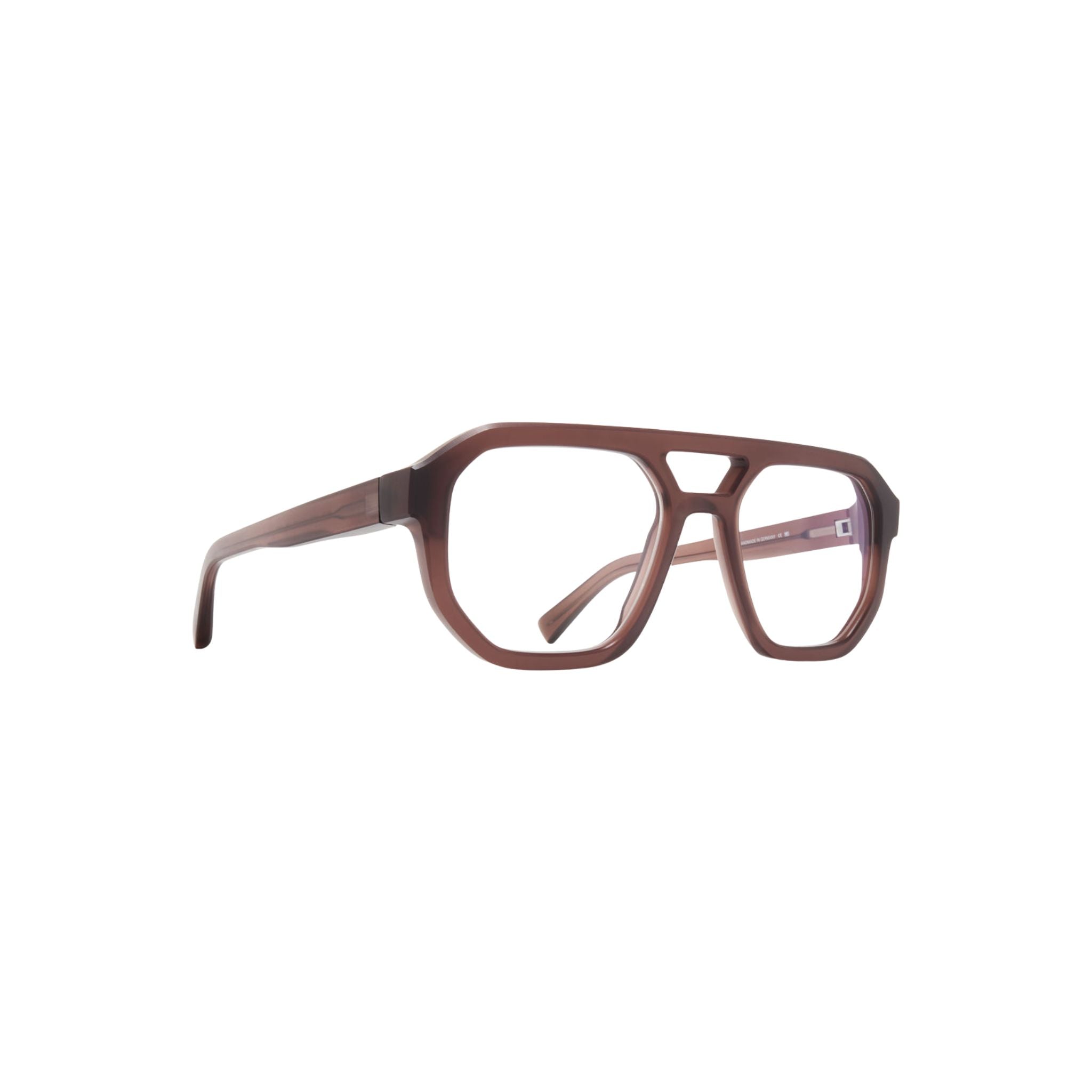 MYKITA AMARE 374 Double Bridge Brille Seitenansicht transparent Braun Acetat hochwertige Verarbeitung München Optiker Optik Bartholomä