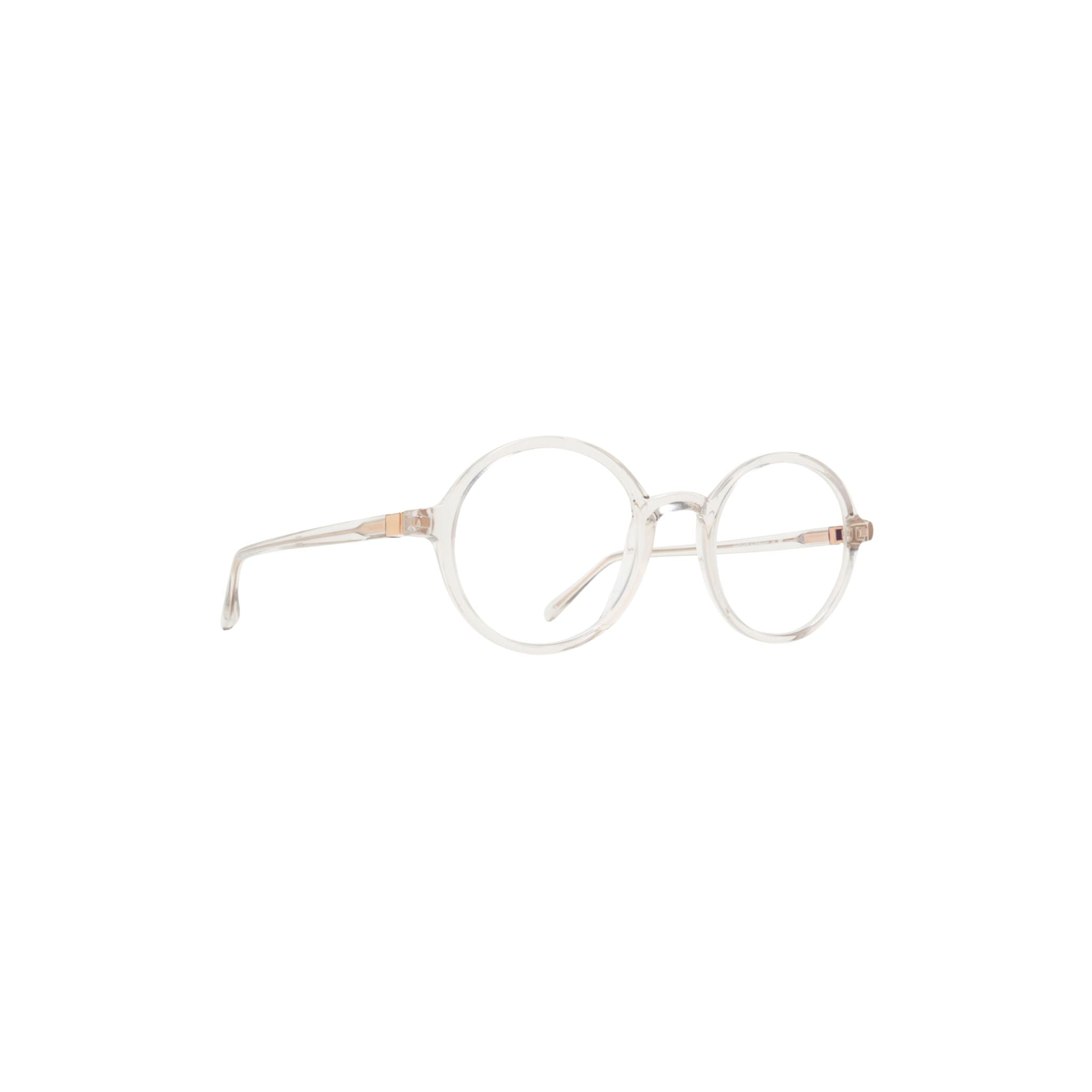 MYKITA JOJO 738 Brille Seitenansicht rund Spring Water Silk Champag transparent Acetate Renew München Optiker Optik Bartholomä