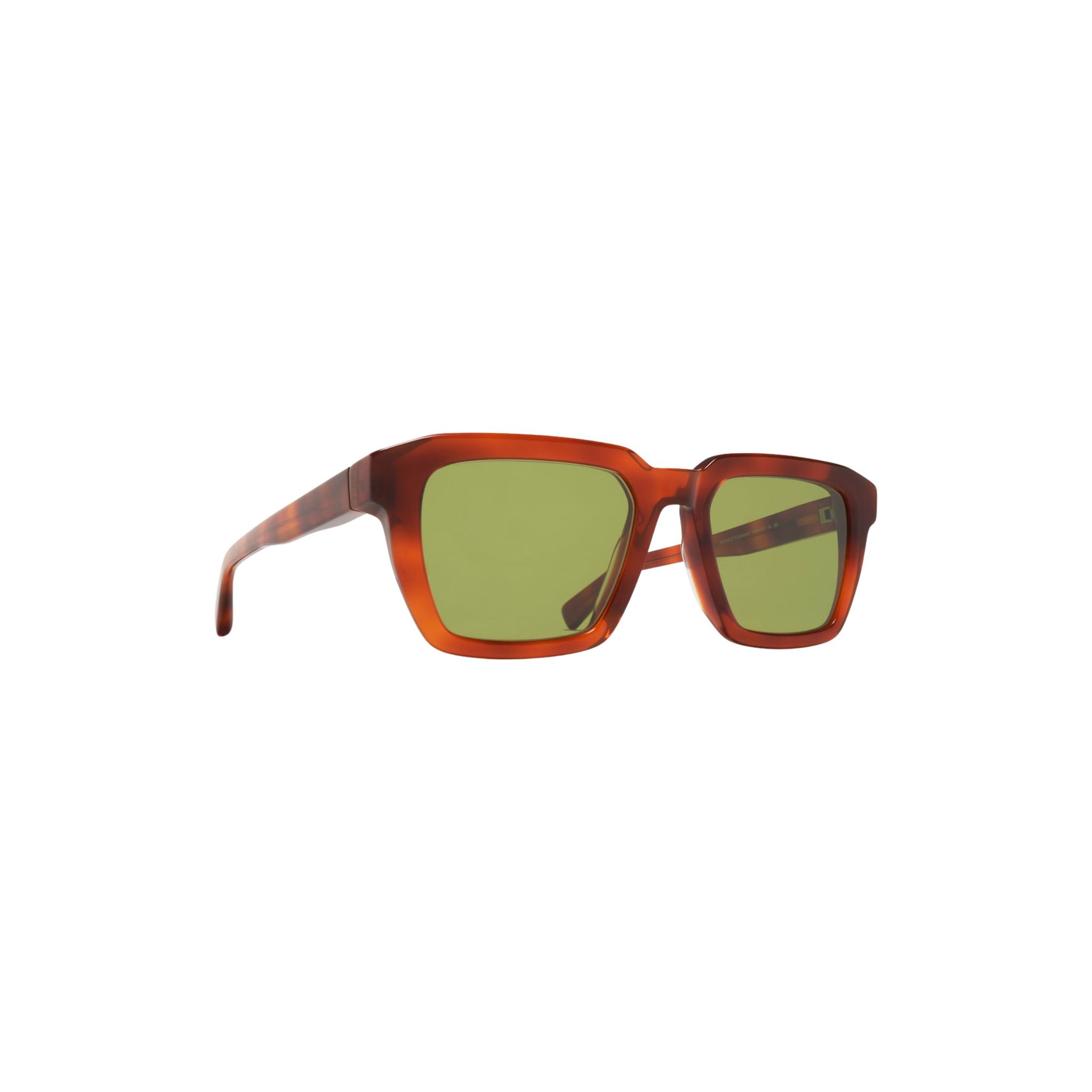 MYKITA SOMA 620 Sonnenbrille Seitenansicht transparent Rot Orange Acetat grüne Gläser Designerbrille München Optiker Optik Bartholomä