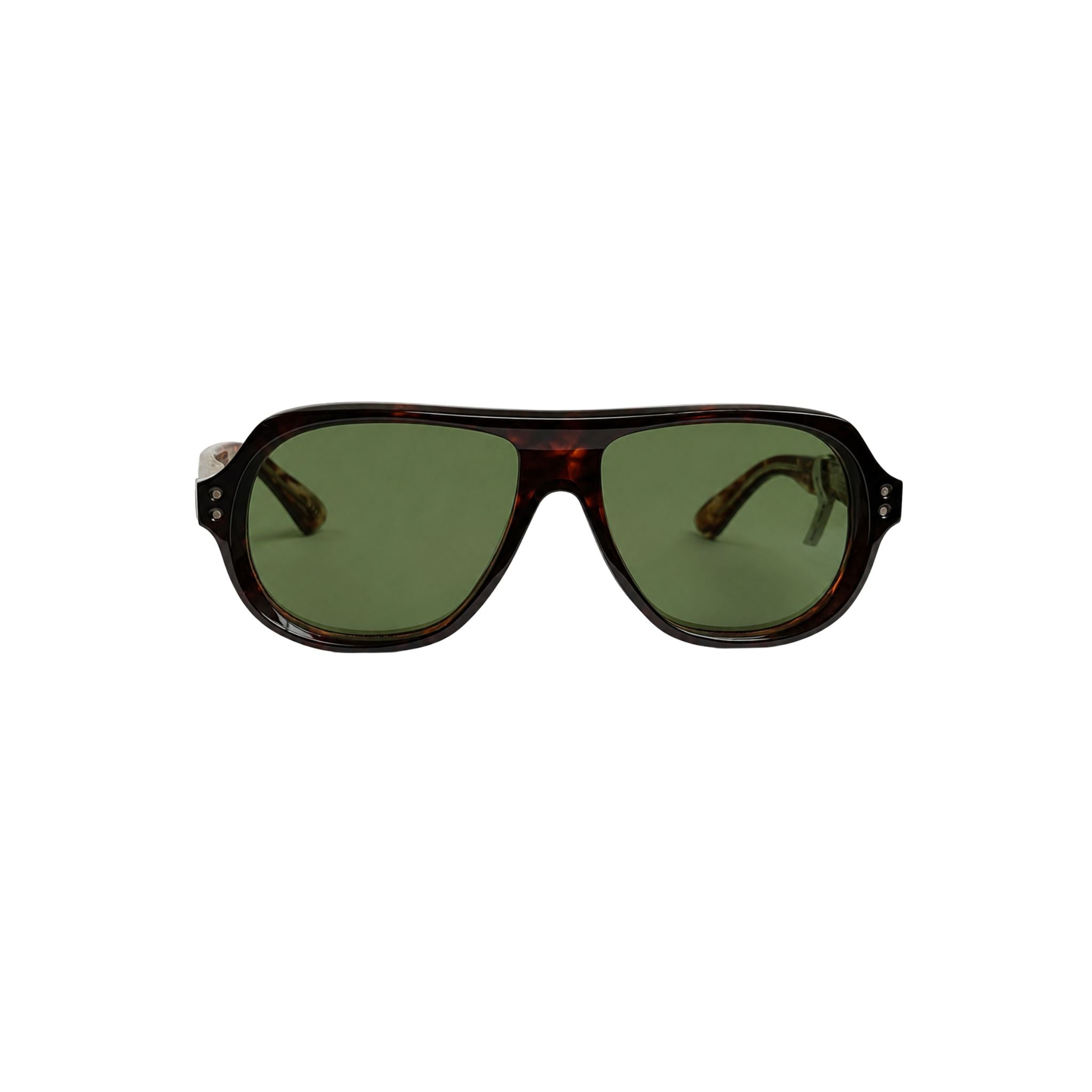 Pagani Eyewear P02S Sonnenbrille Frontansicht Pilotenform Havanna Acetat grüne Gläser Brillen Schneider München