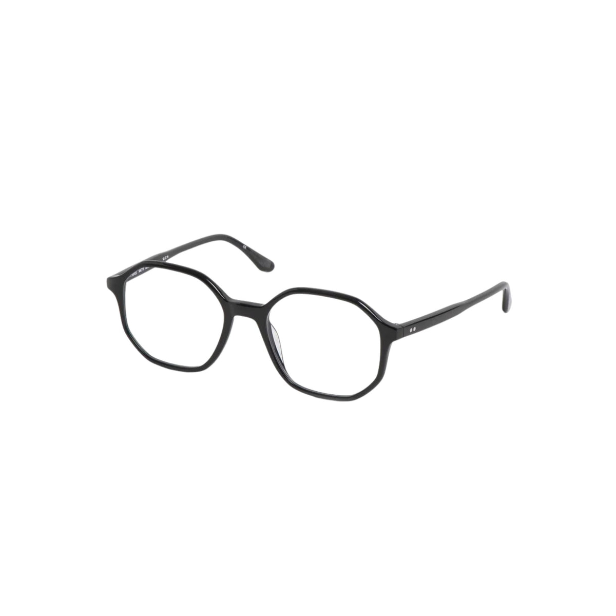 Peter and May GEORGIA LT13 Black Brille Seitenansicht geometrische Form schwarzes Acetat schlanke Bügel Optik Bartholomä München