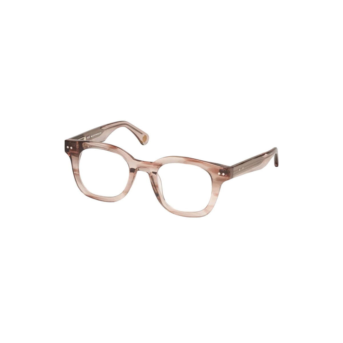 Peter and May LILY OF THE VALLEY S80 Beige Brille Seitenansicht transparentes Acetat kräftige Bügel Metalldetails Optik Bartholomä München