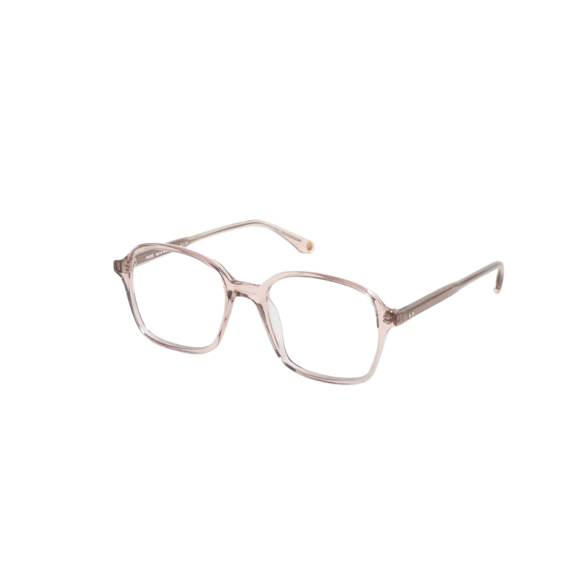 Peter and May ROSA LT10 Poudre Brille Seitenansicht geometrische Acetatfassung transparent Rosé Optik Bartholomä München