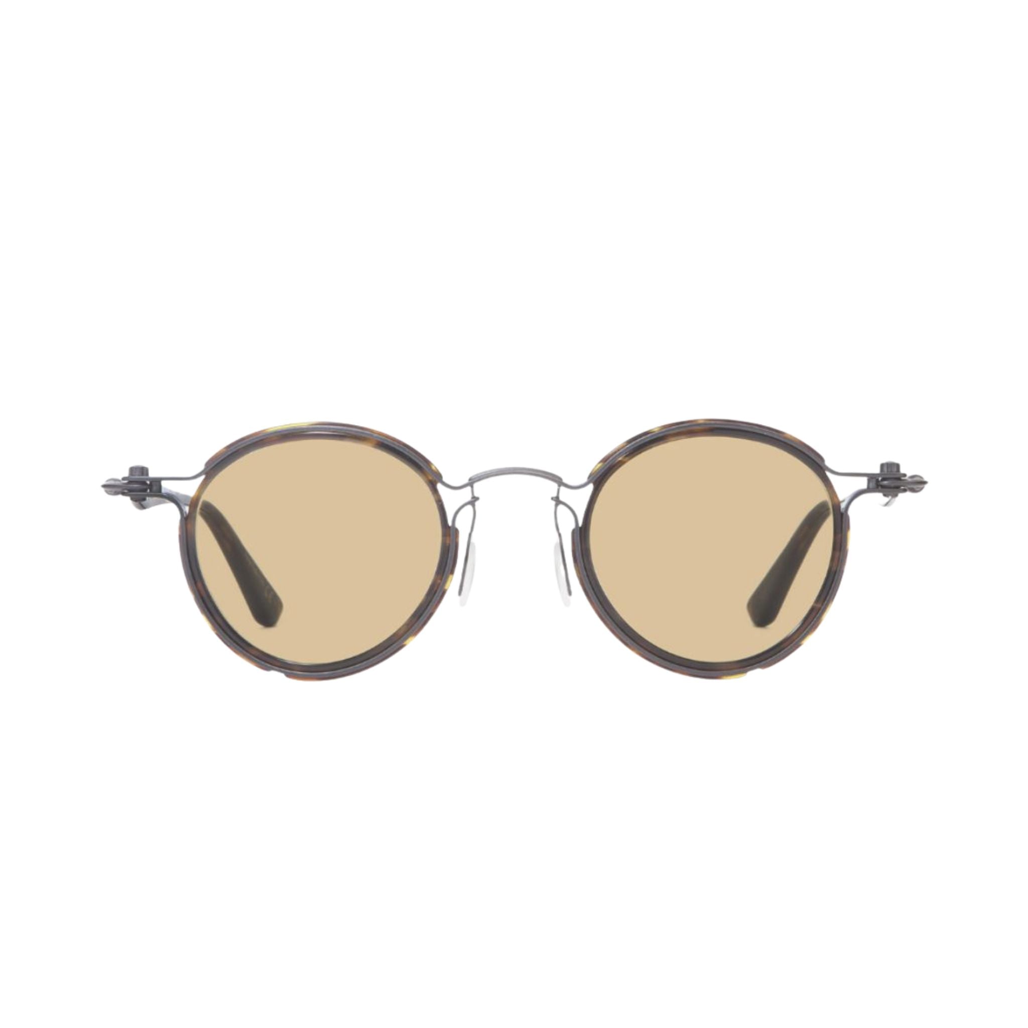 TAVAT Eyewear Pantos 2.0 C Gun Havana Frontansicht – runde Panto Sonnenbrille mit Gunmetal-Rahmen und Havanna-Acetat - exklusiv in München