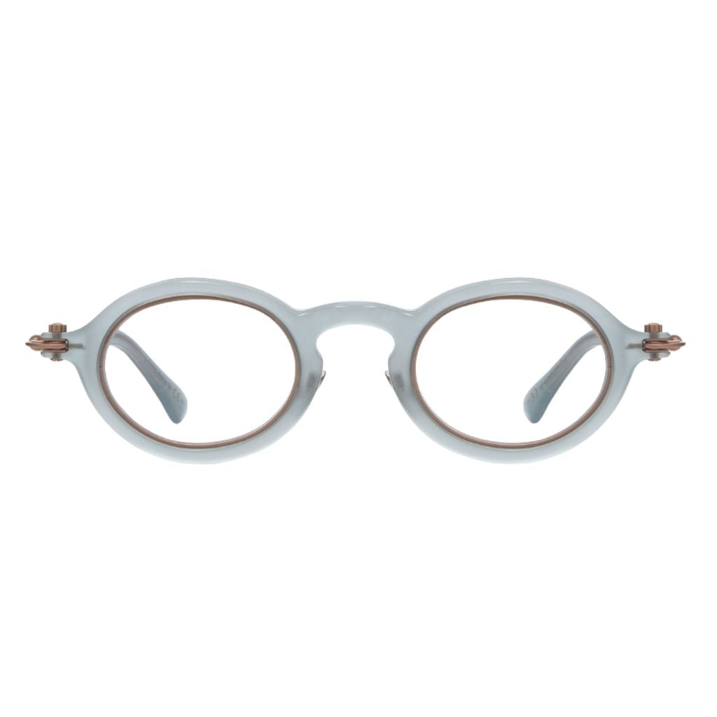 TAVAT Token Seafoam Brille Frontansicht rund Acetat transparent Grünblau Metall München Optiker Brillen Schneider