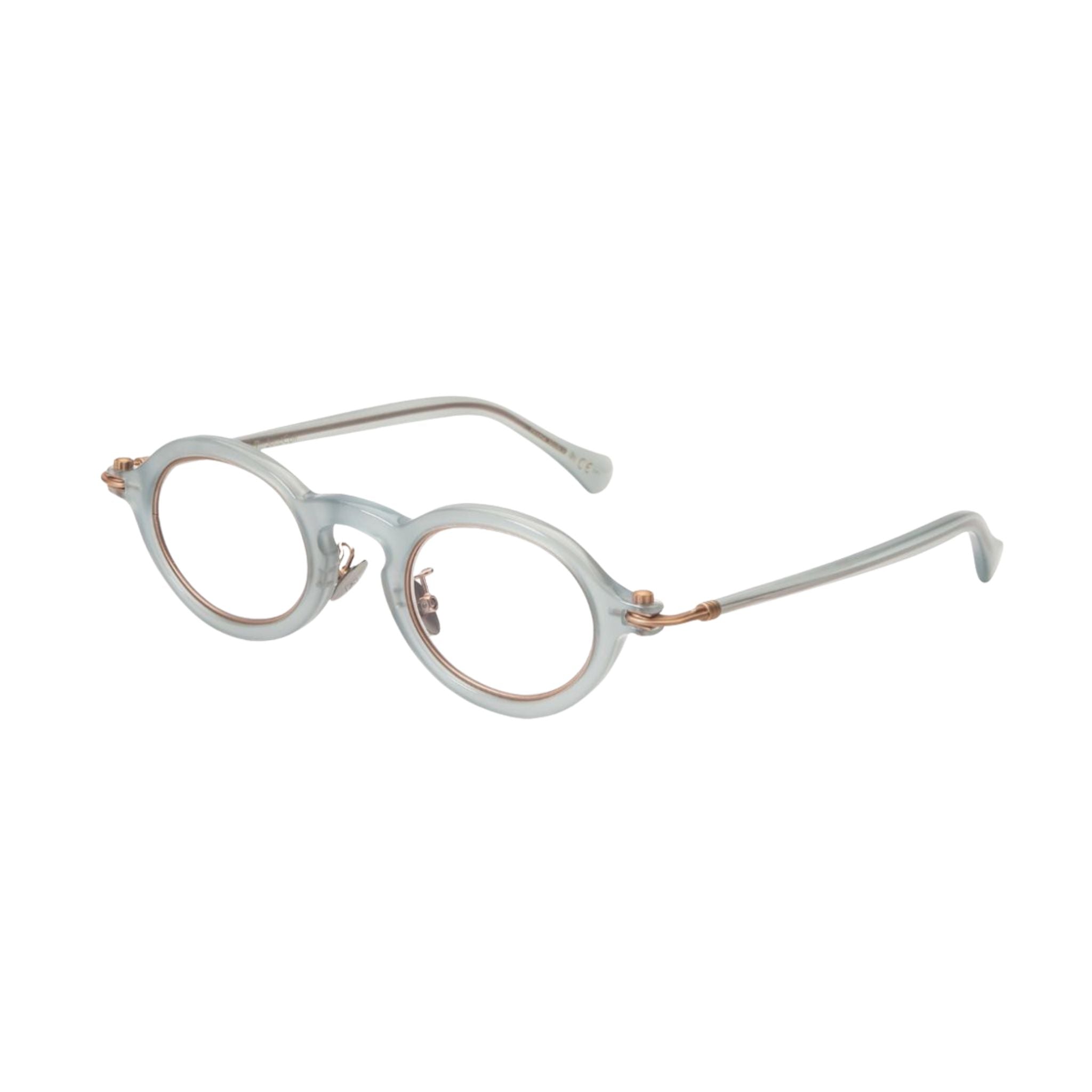 TAVAT Token Seafoam Brille Seitenansicht Acetat transparent Grünblau Metallbügel Italien München Optiker Brillen Schneider
