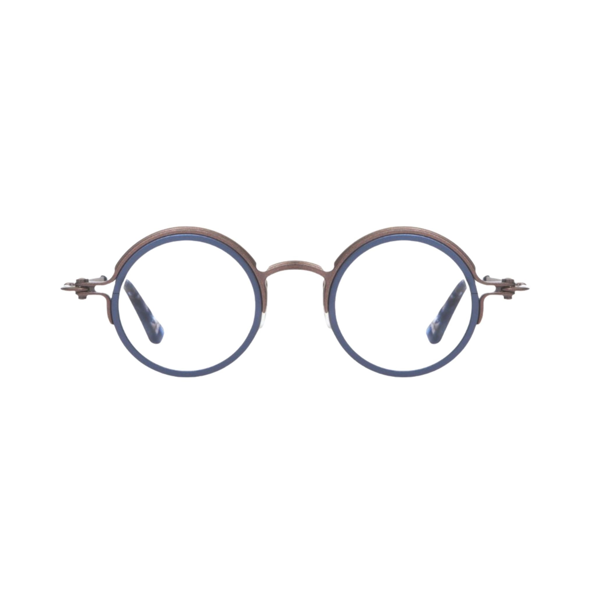 TAVAT Zephyr AL Bronze Dark Blue Brille Frontansicht rund Metall blau bronze München Optiker Brillen Schneider