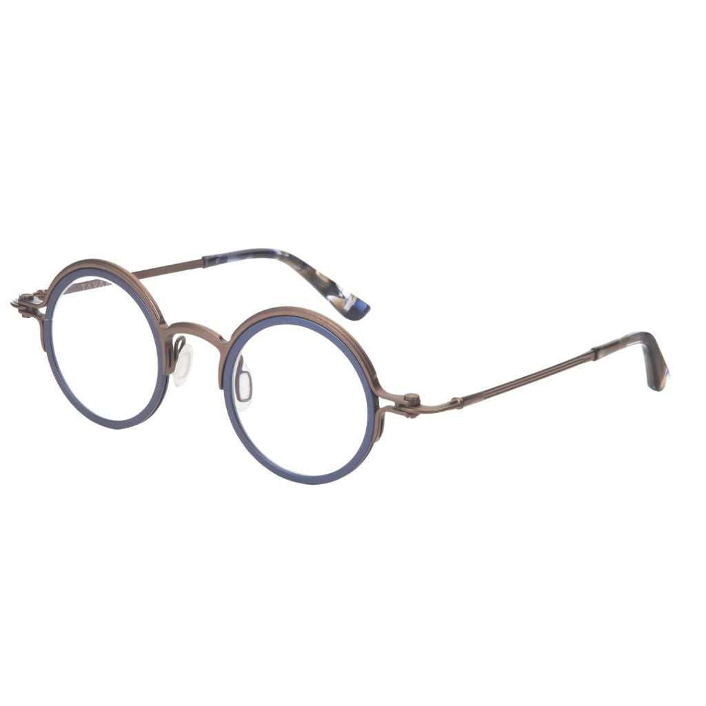 TAVAT Zephyr AL Bronze Dark Blue Brille Seitenansicht Metallrahmen blau bronze Aluminium Italien München Optiker Brillen Schneider
