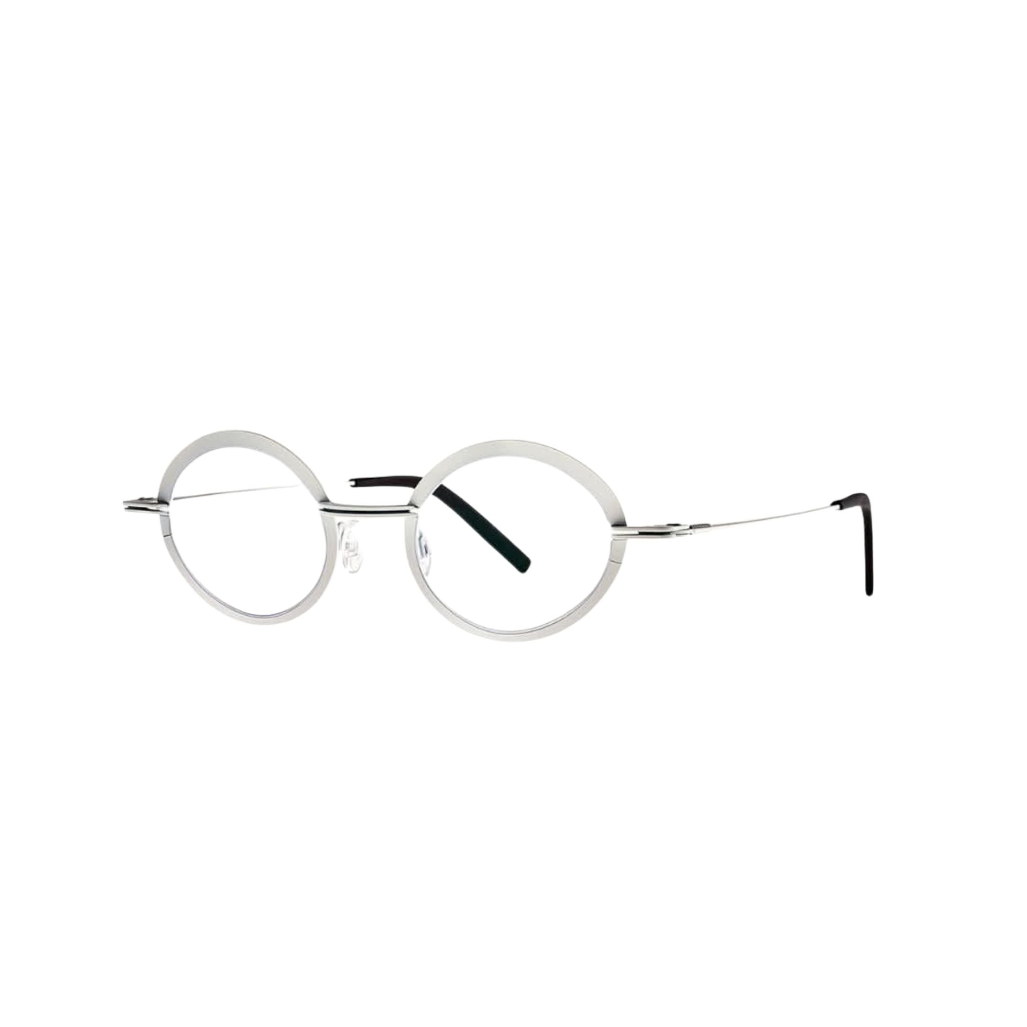 Theo Eyewear Grilled 385 weiss – moderne Brille aus Edelstahl in dezenten weiss, erhältlich bei Brillen Schneider in München. Stilvolles Design und hoher Komfort
